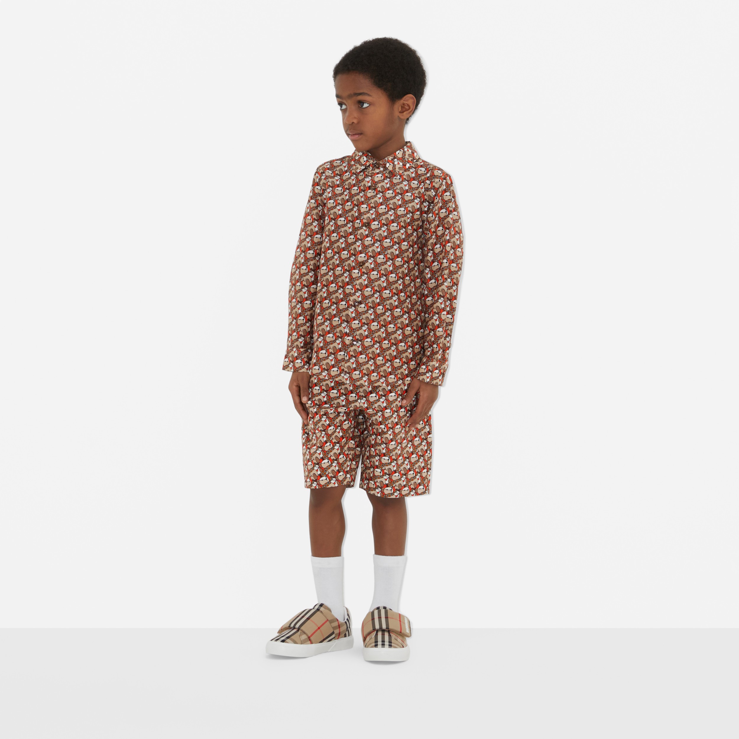 Chemise en coton et soie Thomas Bear (Orange Écarlate) | Site officiel Burberry® - 3