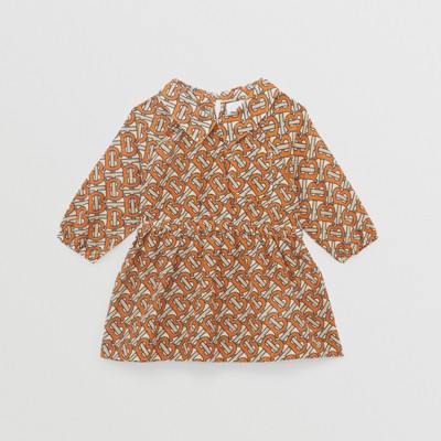 Monogram Print Cotton Silk Shirt Dress with Bloomers