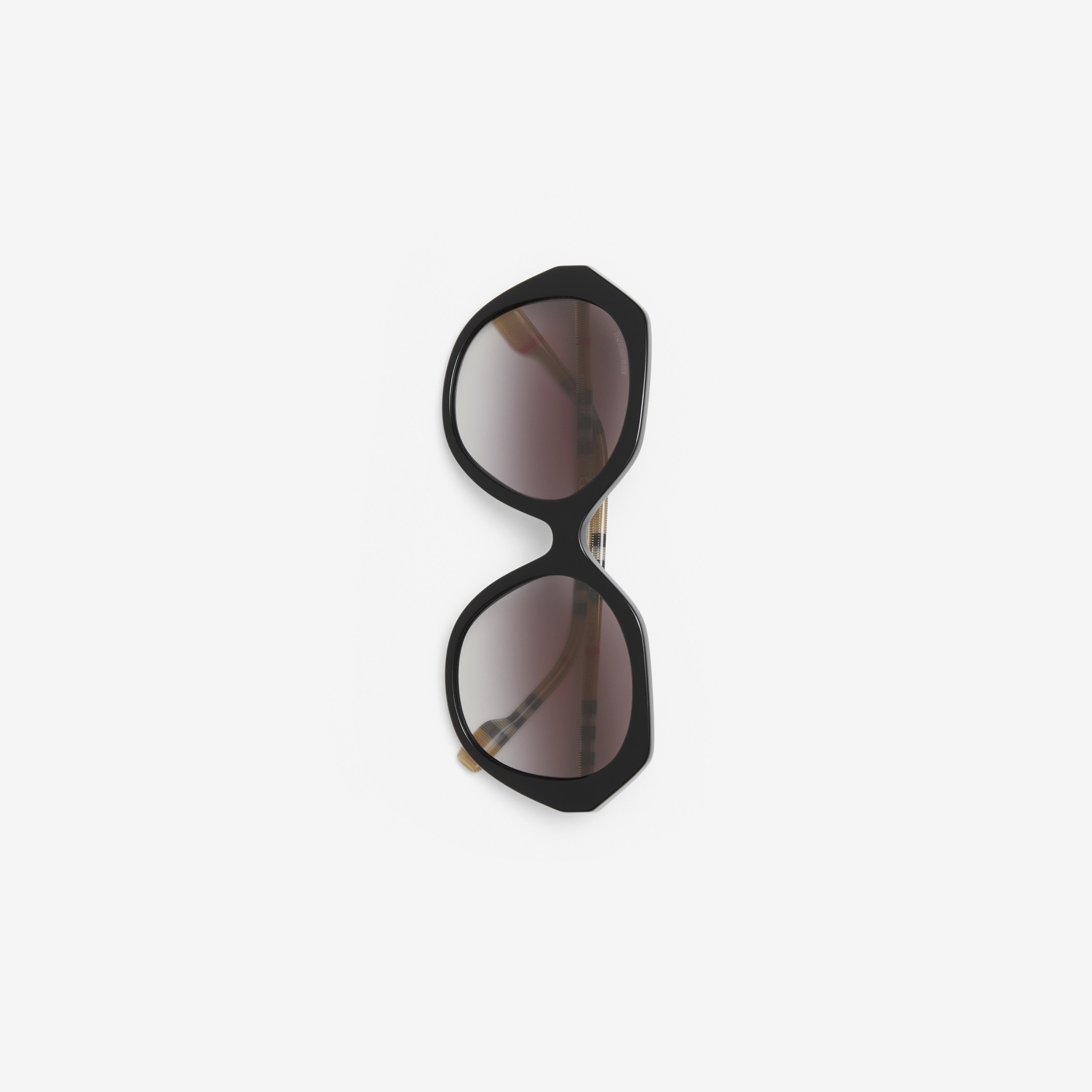 Oversized Check Detail Geometric Frame Sunglasses in Black - Women | Burberry® Official - 2