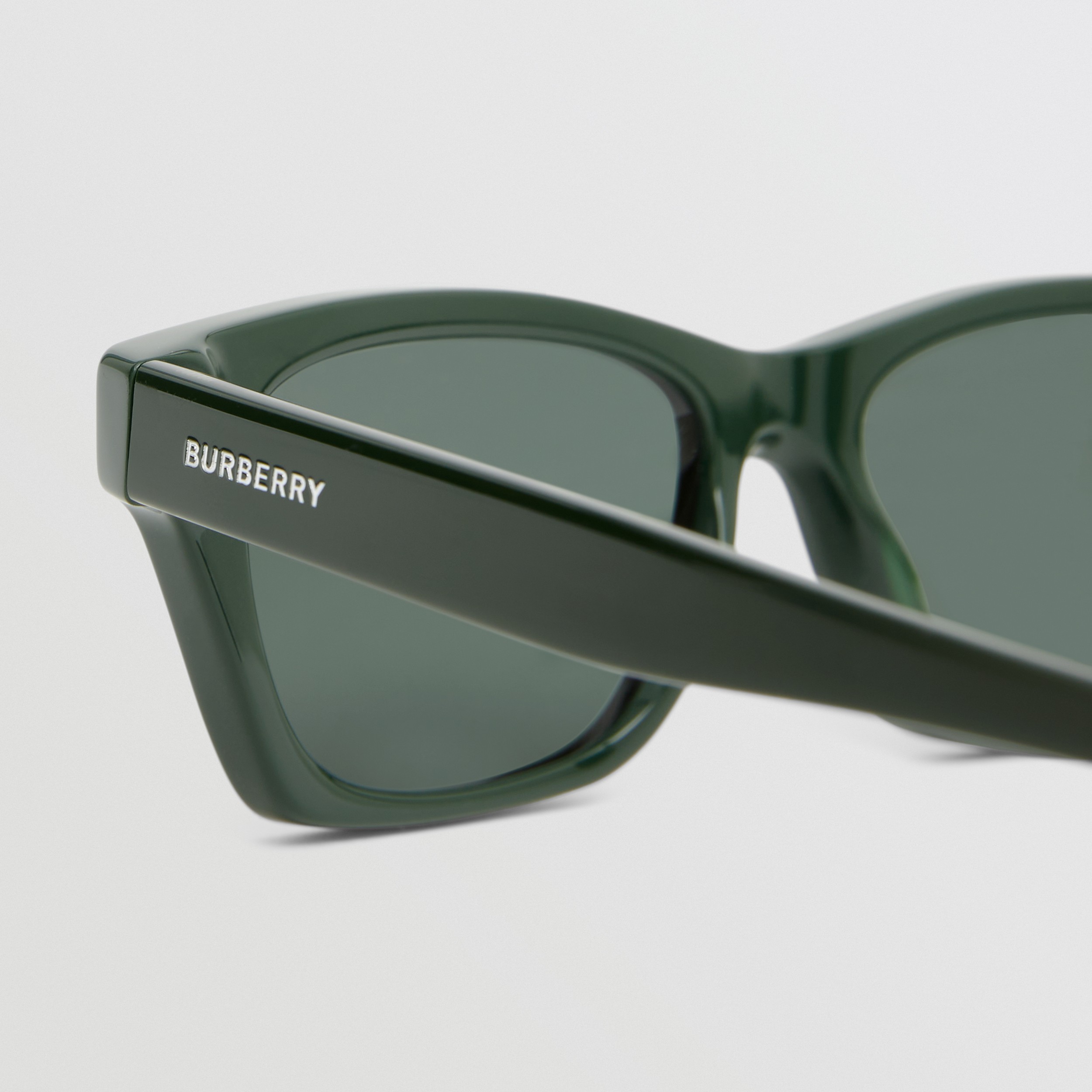 Logo Detail Rectangular Frame Sunglasses in Green - Men | Burberry® Official - 2