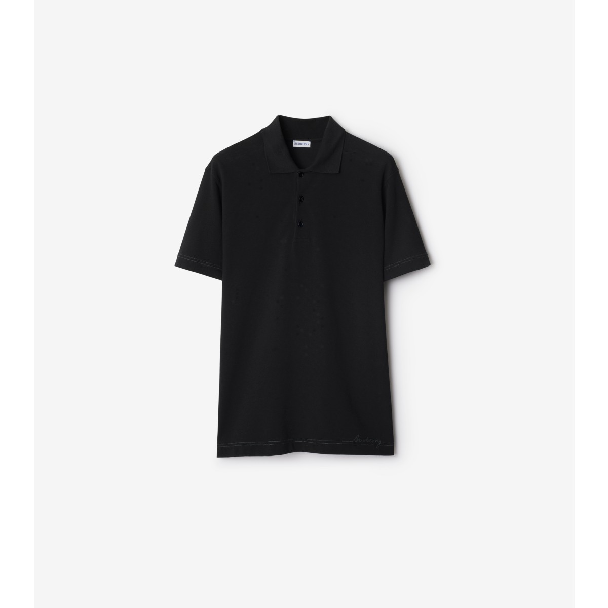 Shop Burberry Cotton Polo Shirt In Black