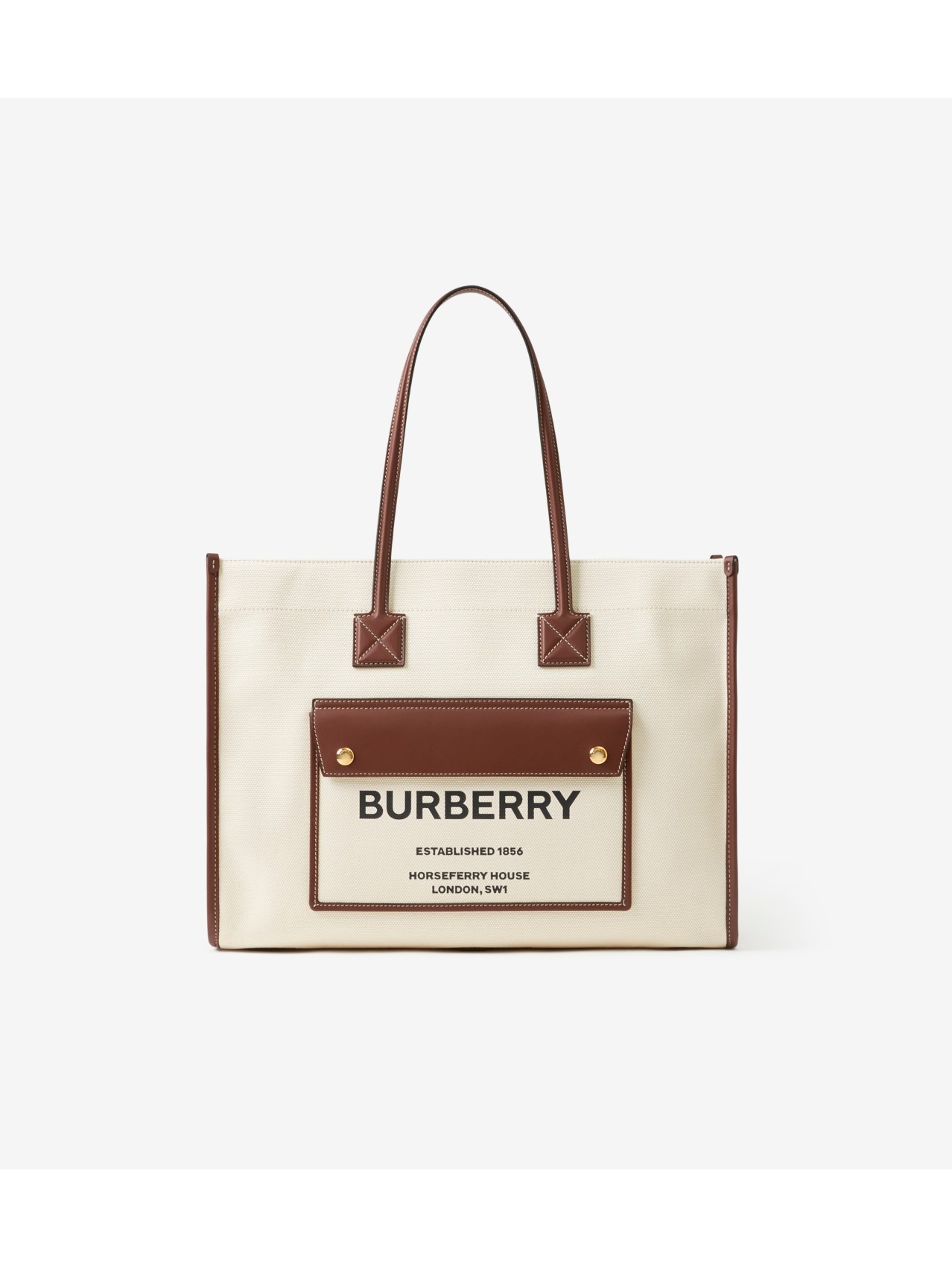 Burberry Medium leather-trimmed canvas tote bag