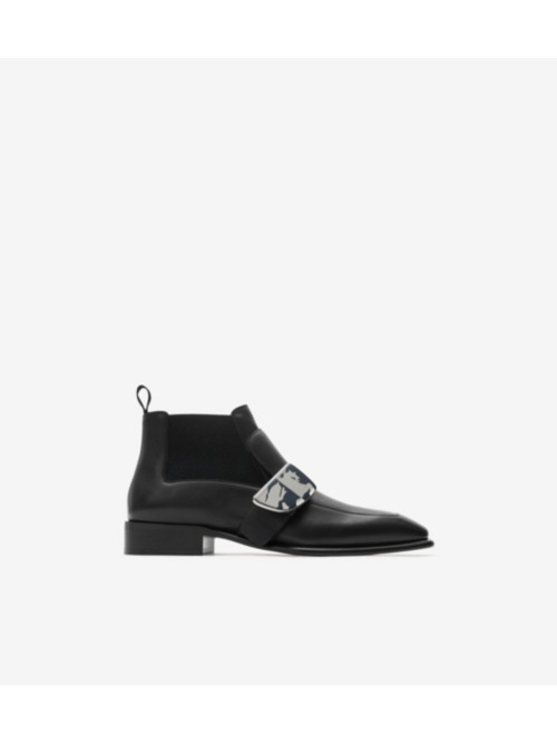 Shop Burberry Leather Shield Chelsea Boots In Black