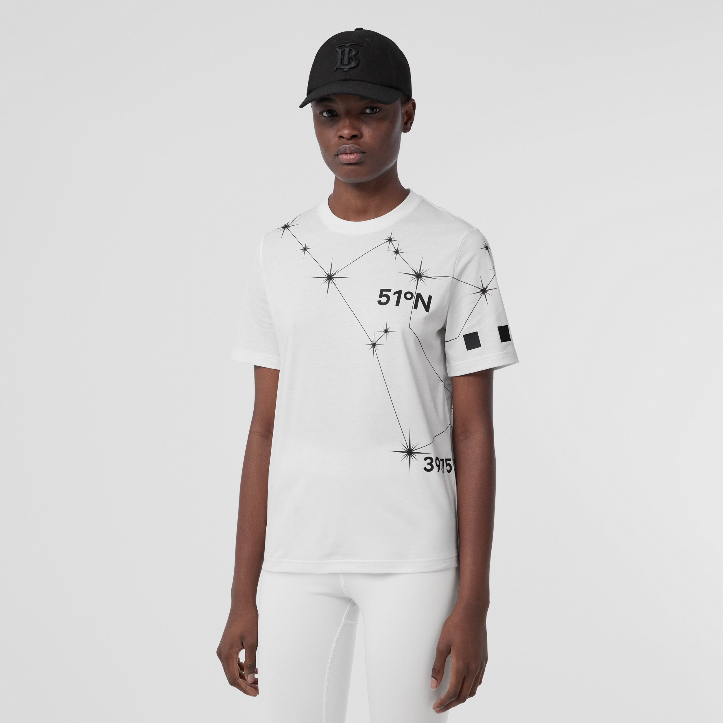 Constellations Print Cotton T-shirt in White - Women | Burberry® Official - 1