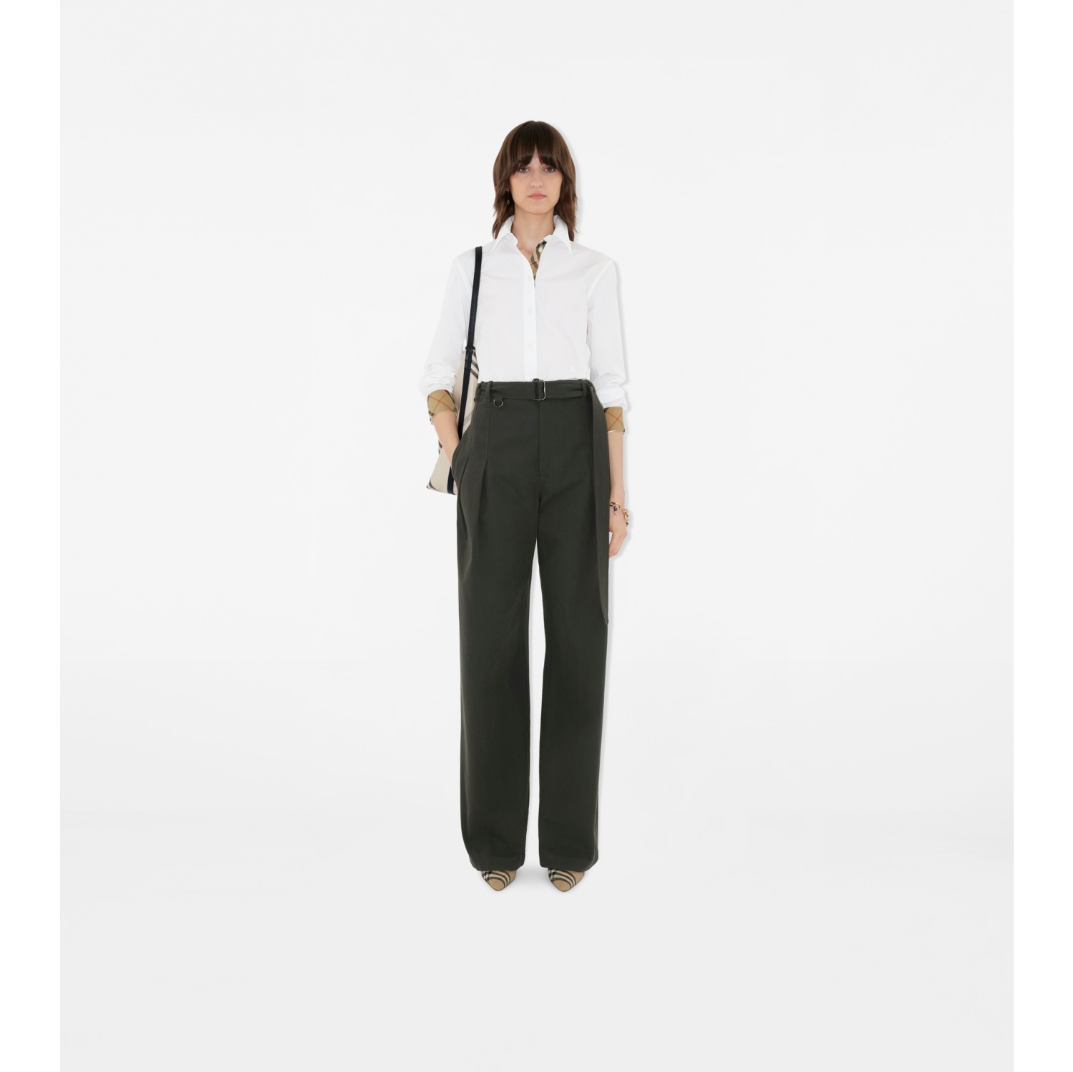 Chemise droite en popeline de coton