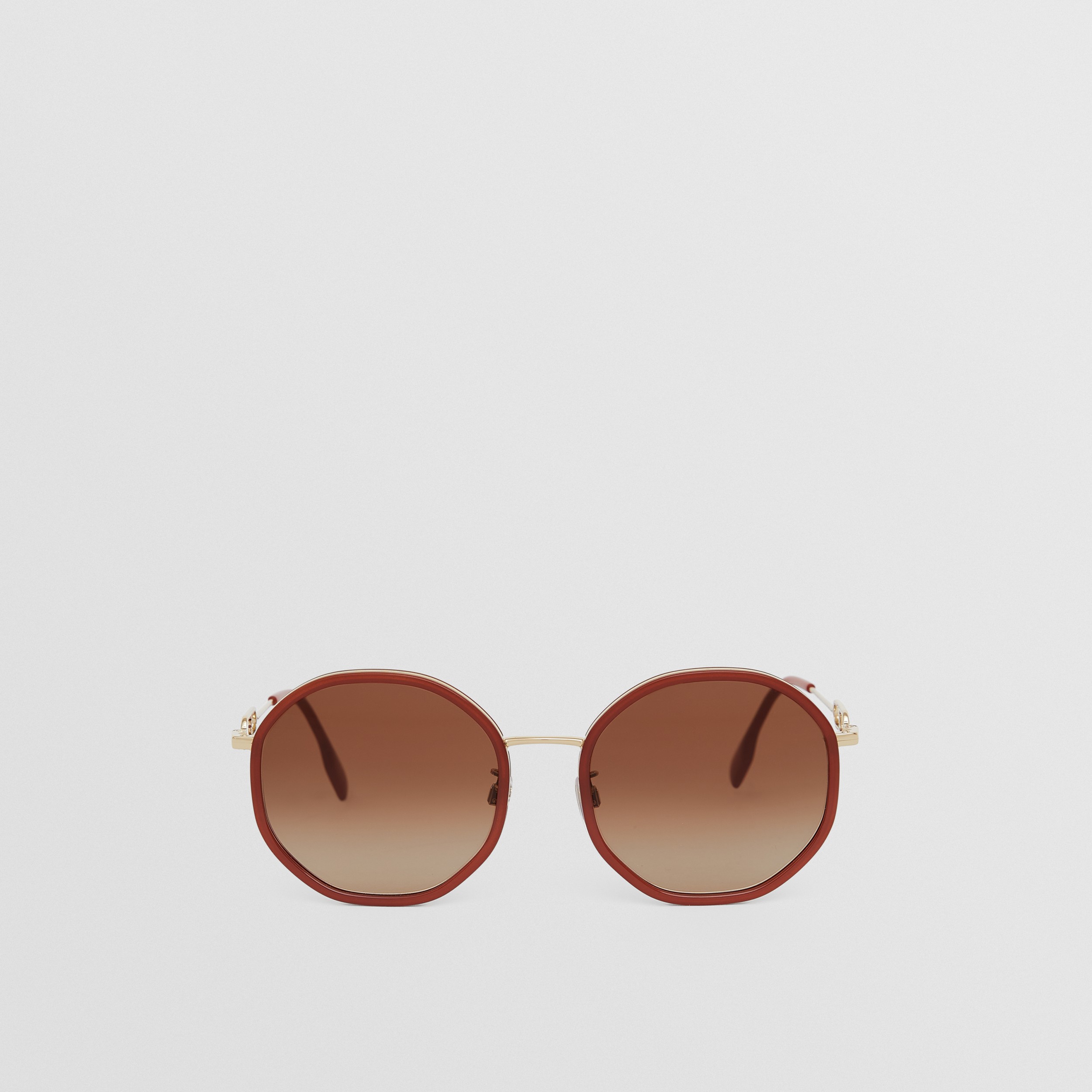Chain-link Detail Geometric Frame Sunglasses in Orange - Women | Burberry® Official - 1