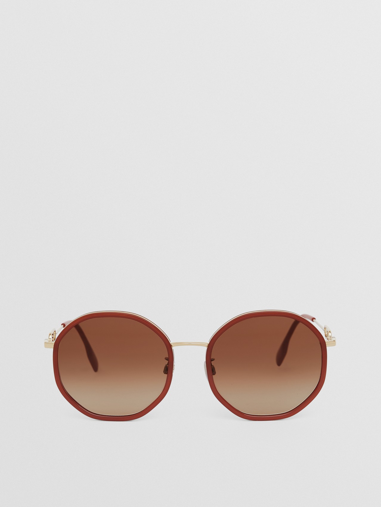 Chain-link Detail Geometric Frame Sunglasses in Orange