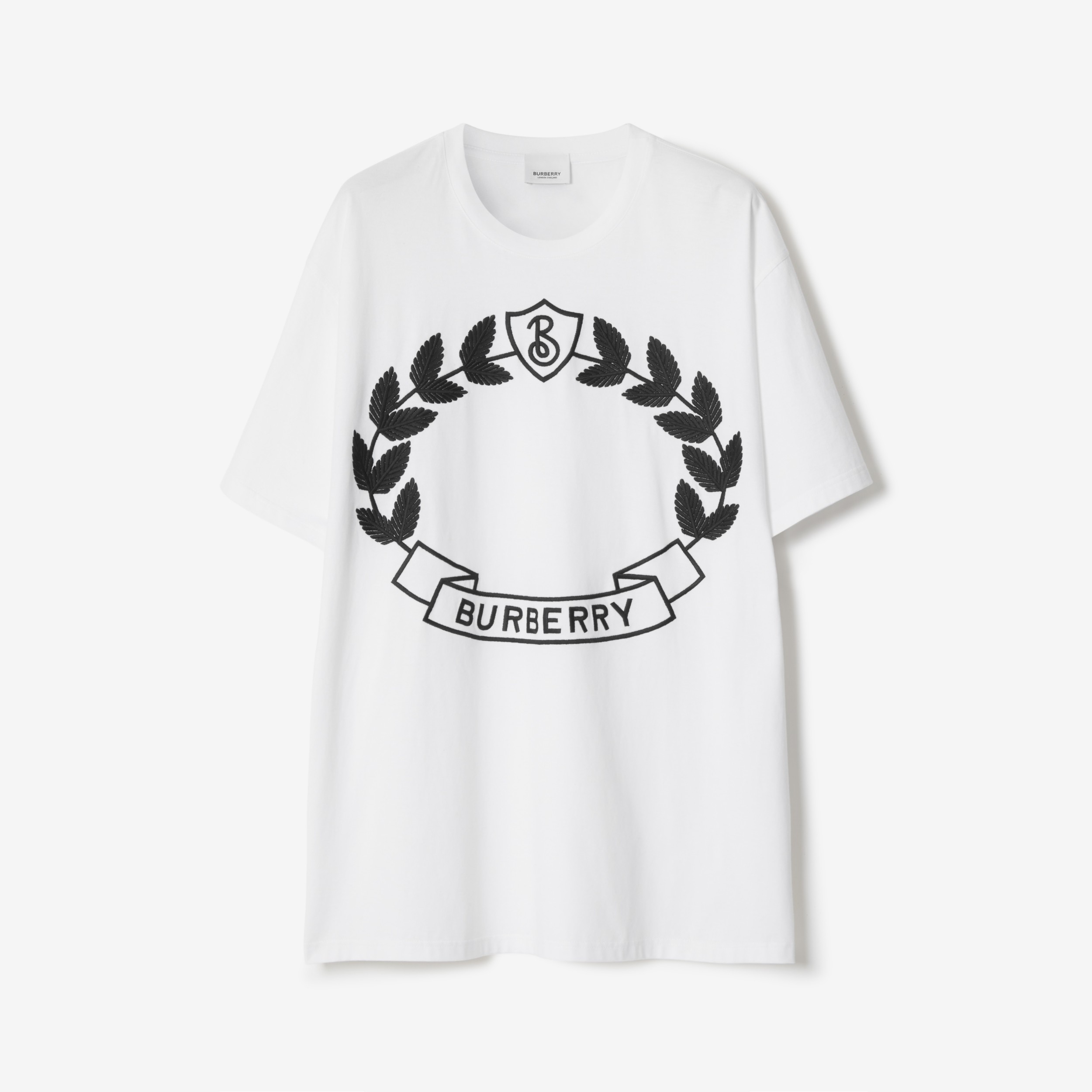 Oak Leaf Crest Cotton Oversized T-shirt in White - Women | Burberry®  Official