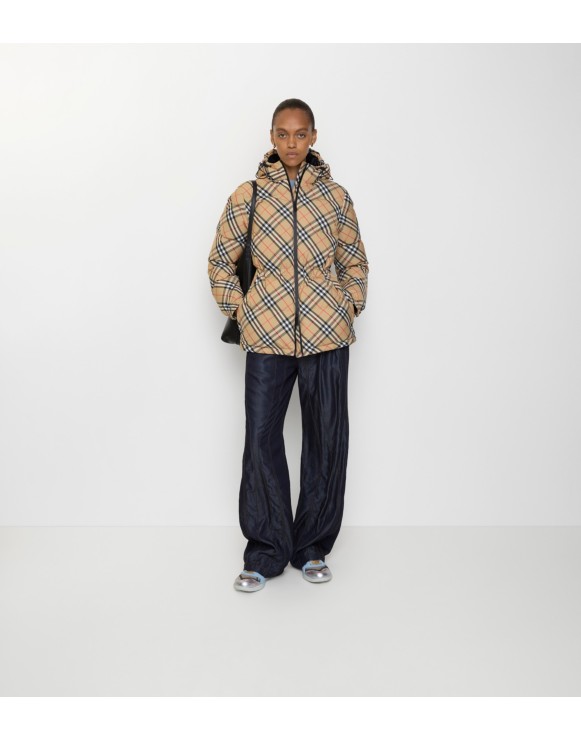 Doudoune à capuche en nylon Check