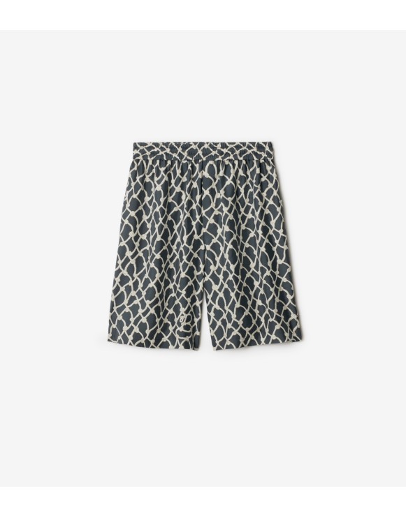 Pantalones cortos en seda con motivo náutico