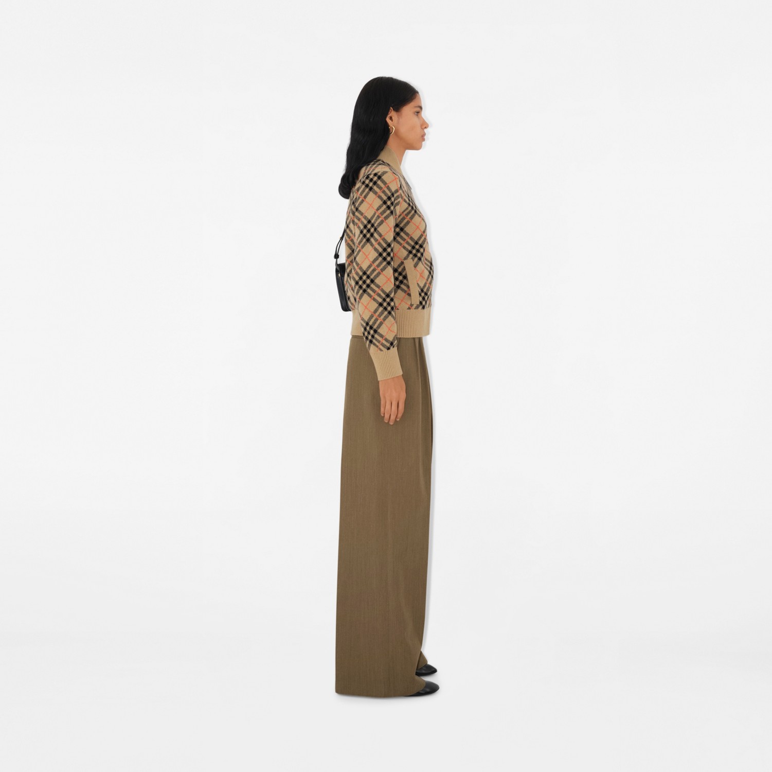 Check Cashmere Bomber Jacket in Sand - Women | Burberry Check Cashmere Bomber Jacket in Sand - Women | Burberry