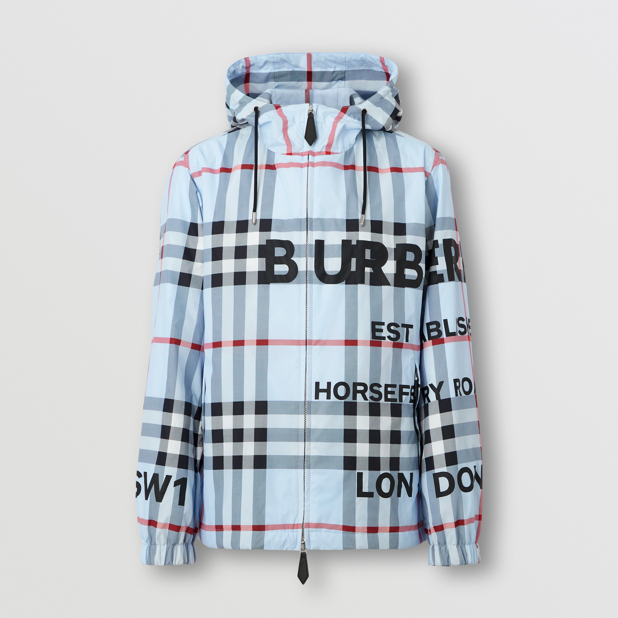 Horseferry Print Check Nylon Hooded Jacket in Pale Blue - Men | Burberry® Official - 4