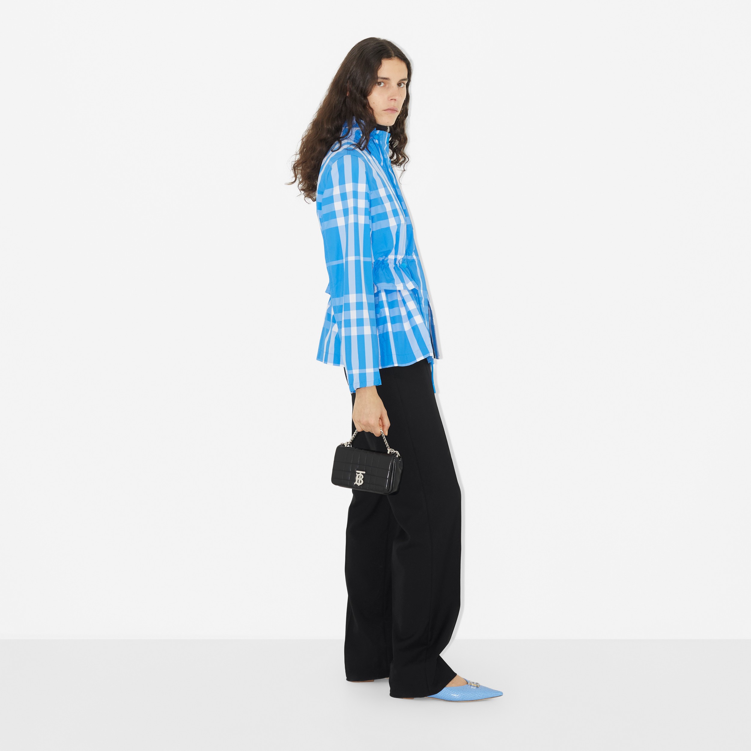 Veste à col entonnoir en nylon Check (Bleu Vif) - Femme | Site officiel Burberry® - 3
