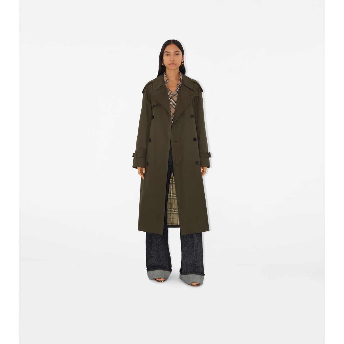  Check Long Castleford Trench Coat