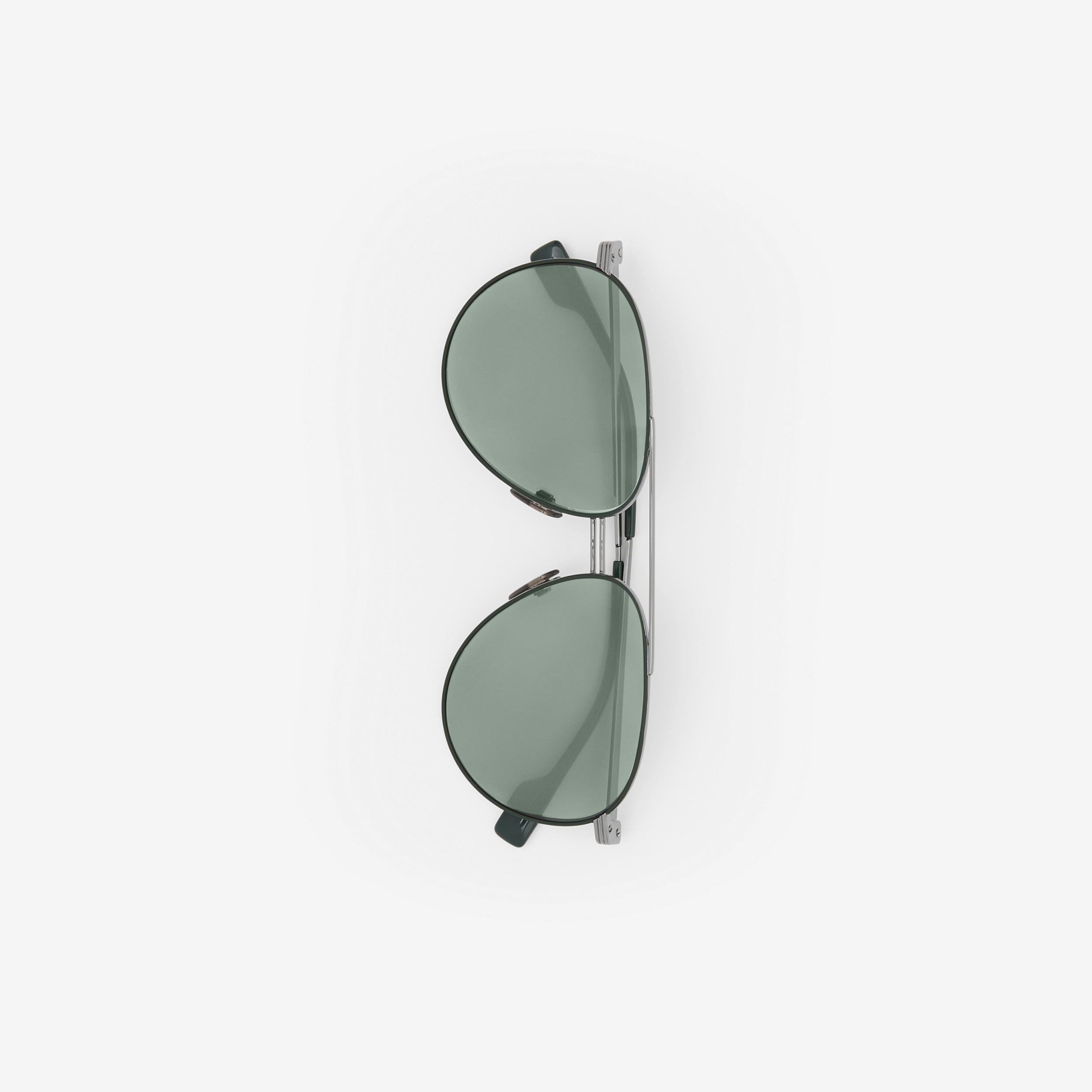 Top Bar Detail Pilot Sunglasses in Gunmetal/dark Green - Men | Burberry® Official - 2