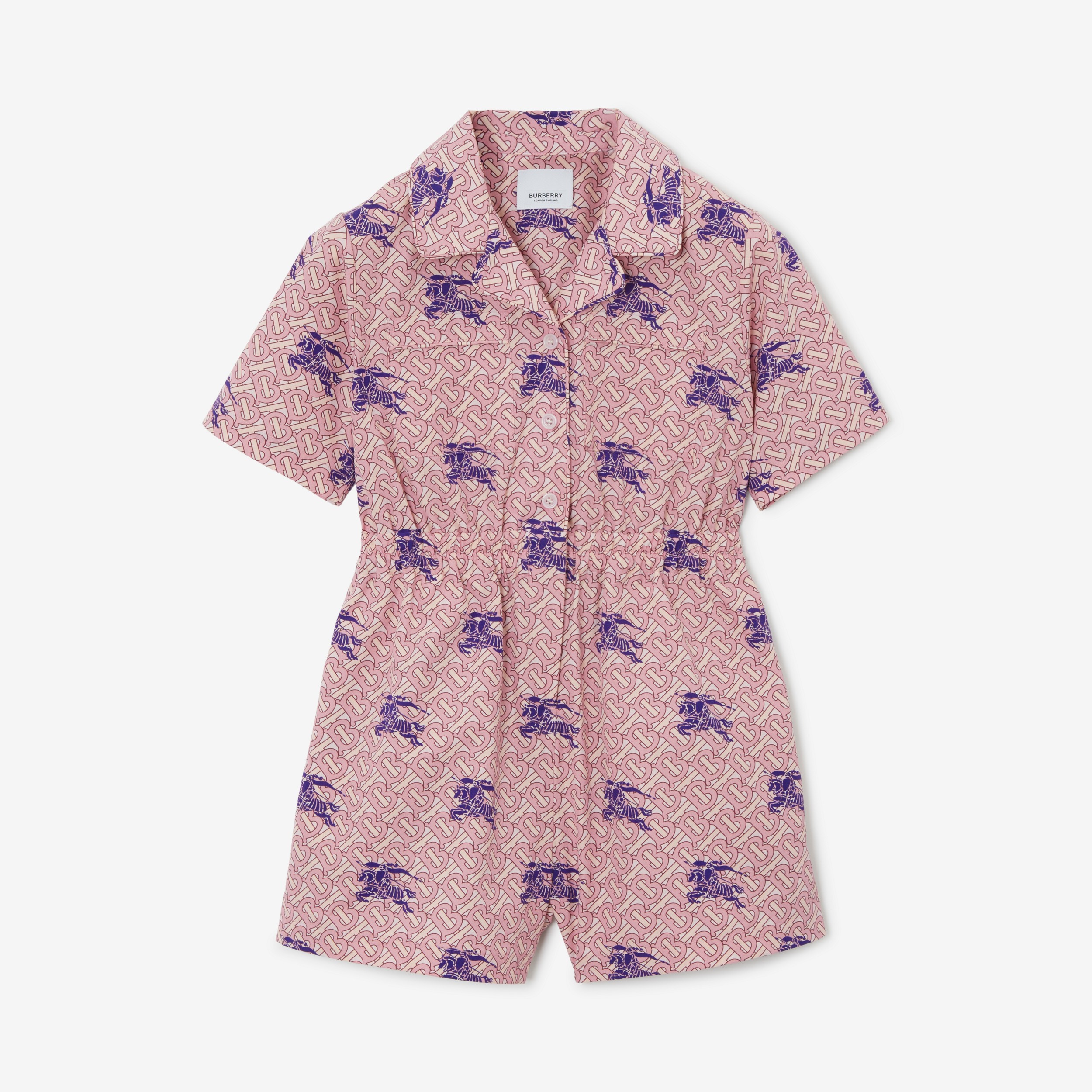 EKD Monogram Stretch Cotton Playsuit in Deep Amethyst | Burberry® Official - 1