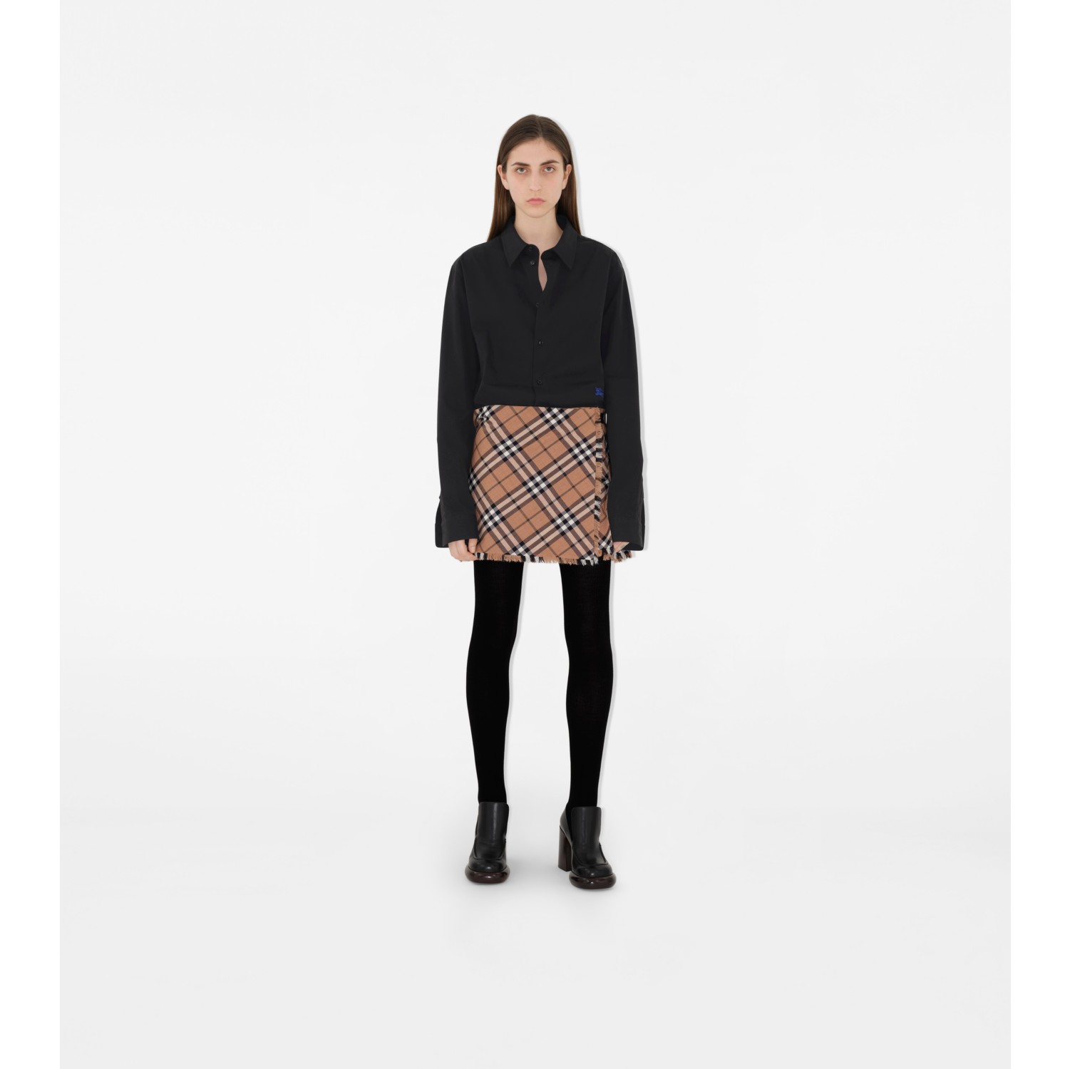 Minifalda escocesa en mezcla de lana Check