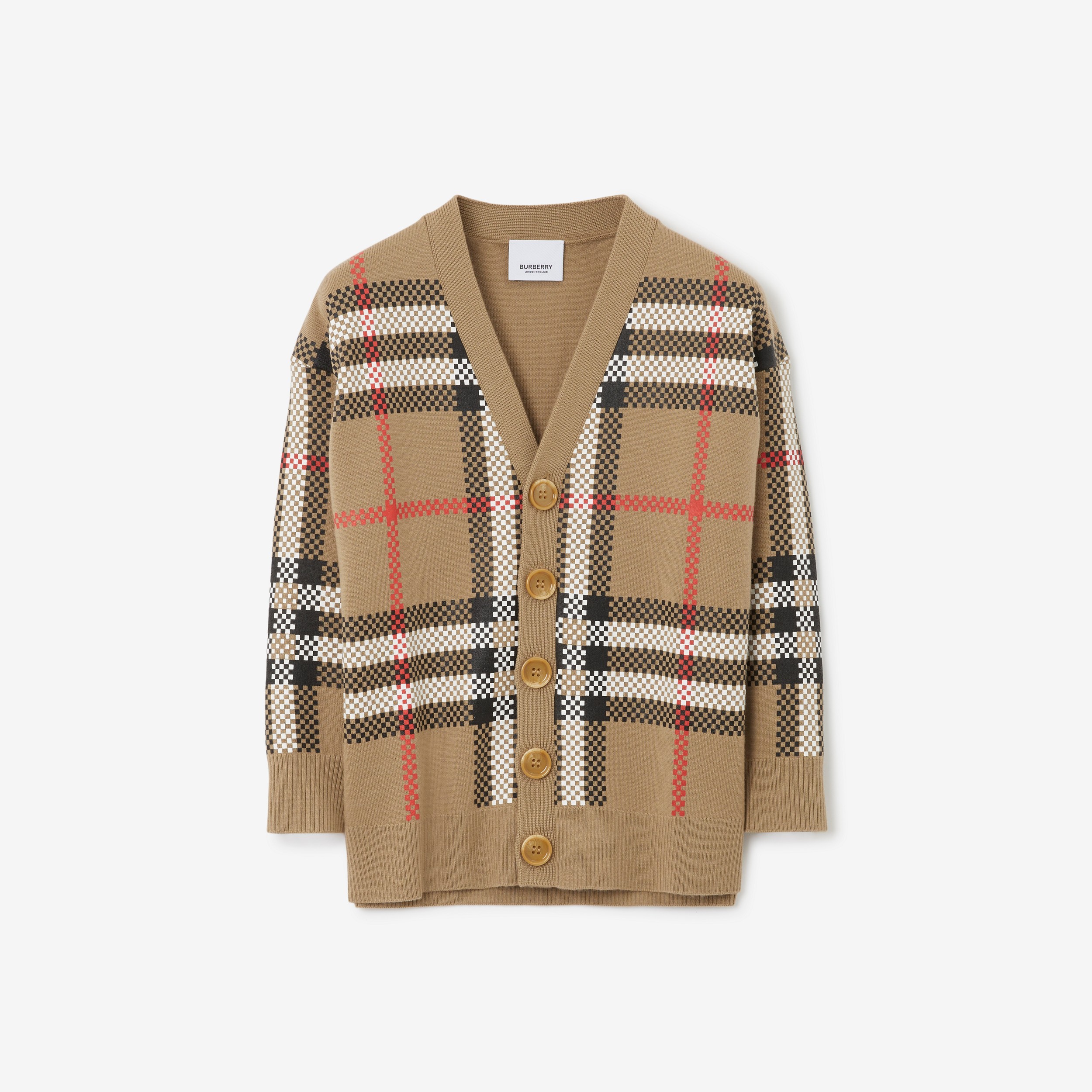 Check Wool Cardigan in Archive Beige | Burberry® Official - 1