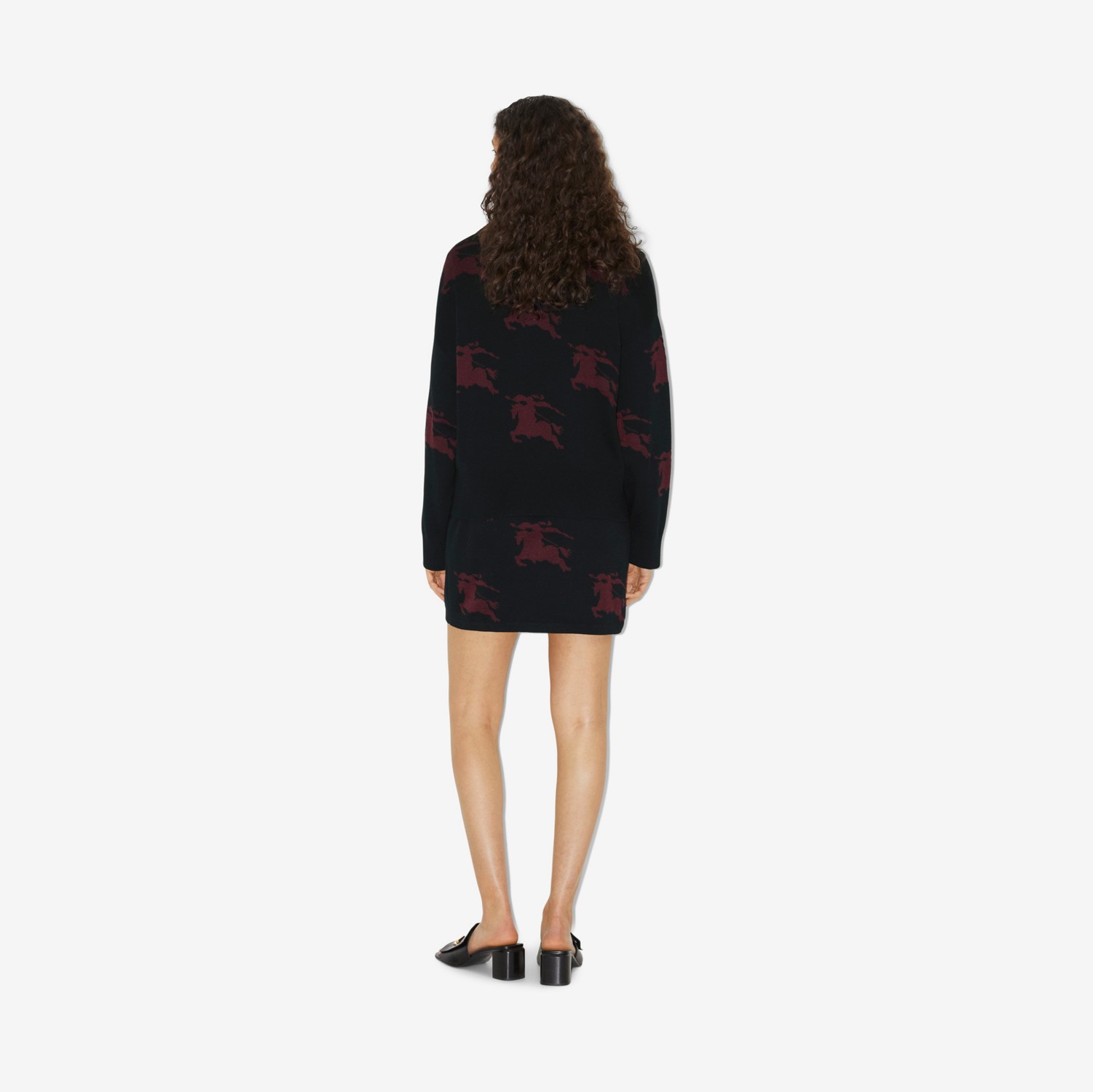 Pullover aus Baumwolle und Seide mit EKD-Motiven (Schwarz/bordeauxrot) - Damen | Burberry®
