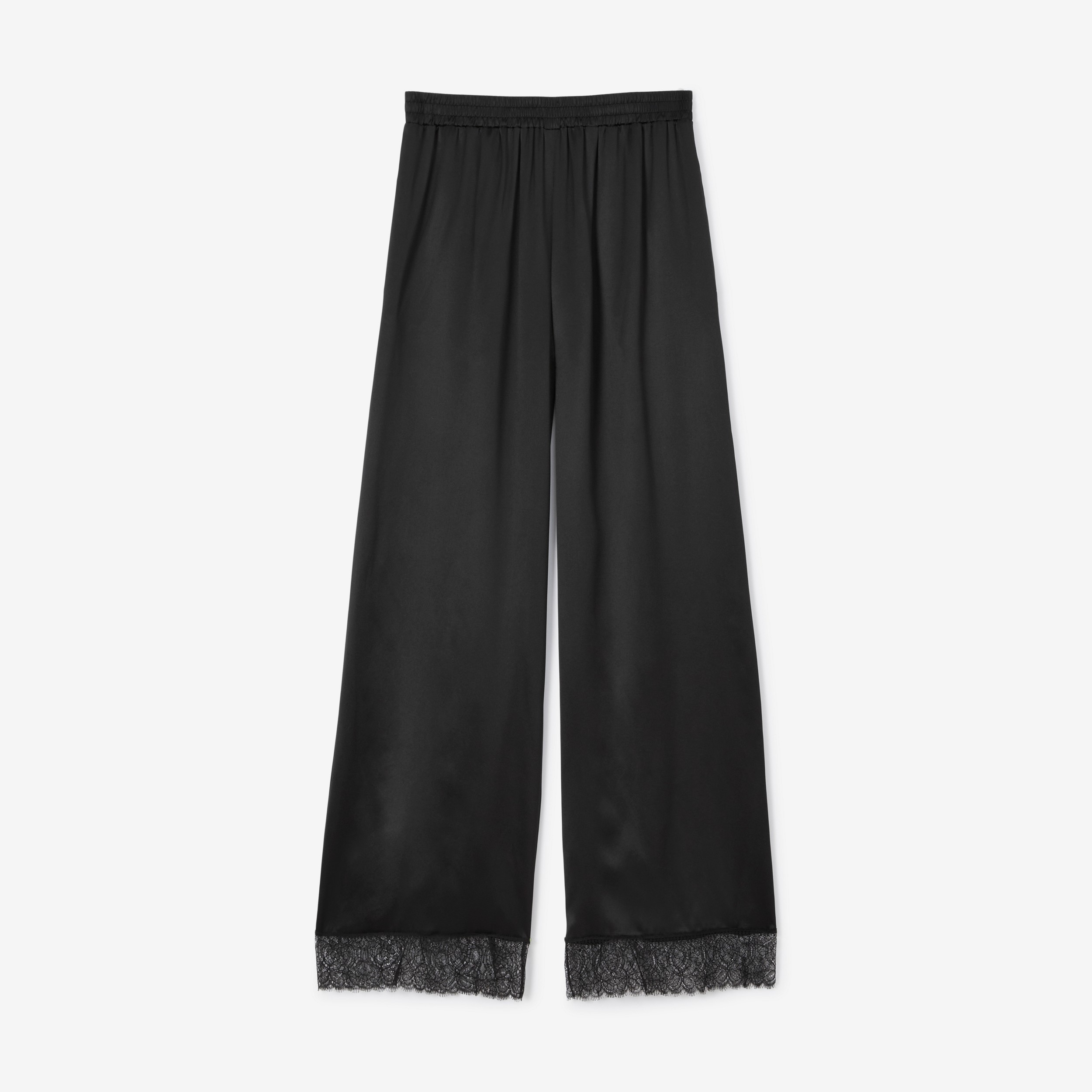 Calças estilo pantalona de seda (Preto) - Mulheres | Burberry® oficial - 1