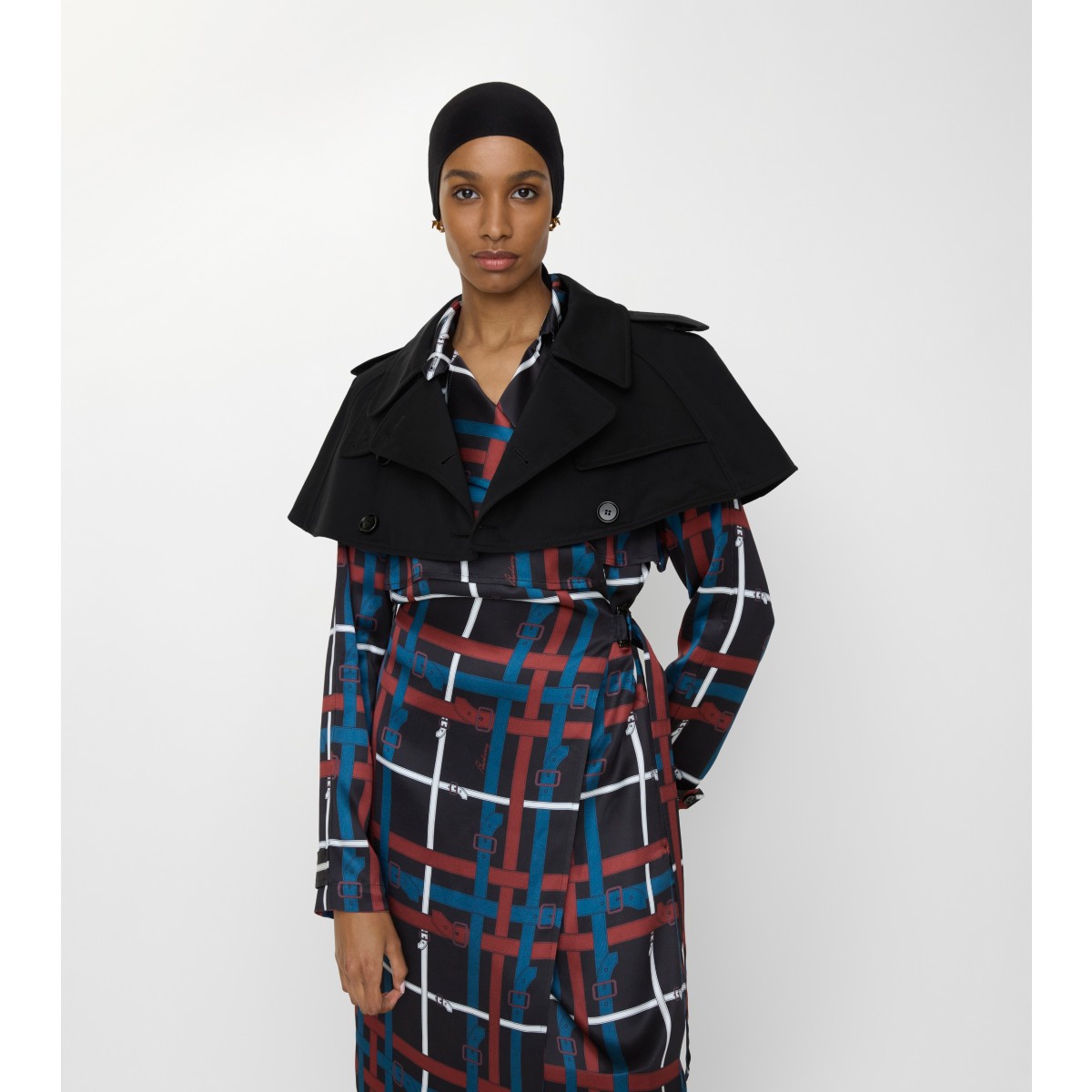  Gabardine Trench Capelet