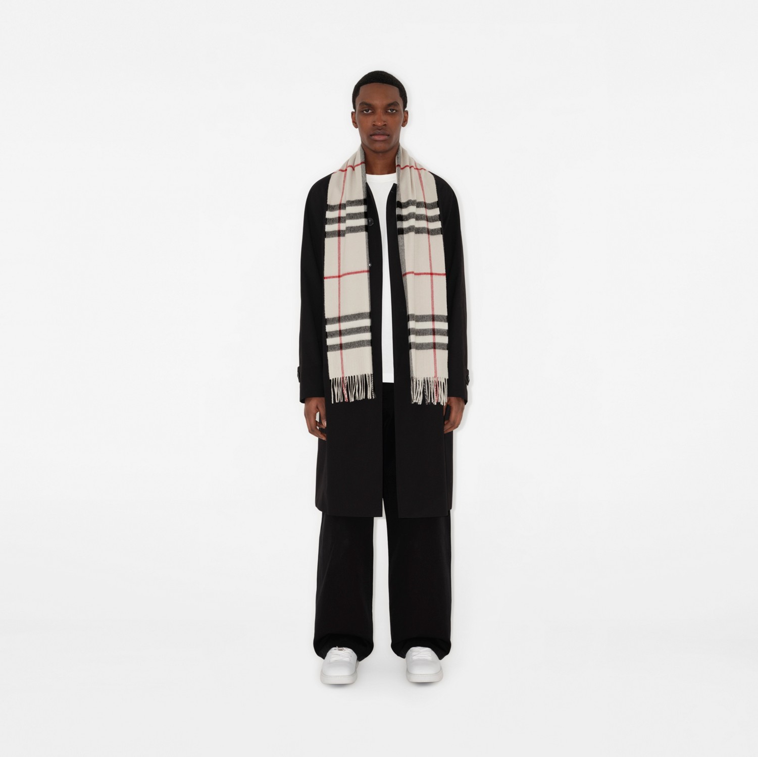 Check Cashmere Scarf in Stone Beige | Burberry® Official Check Cashmere Scarf in Stone Beige | Burberry® Official