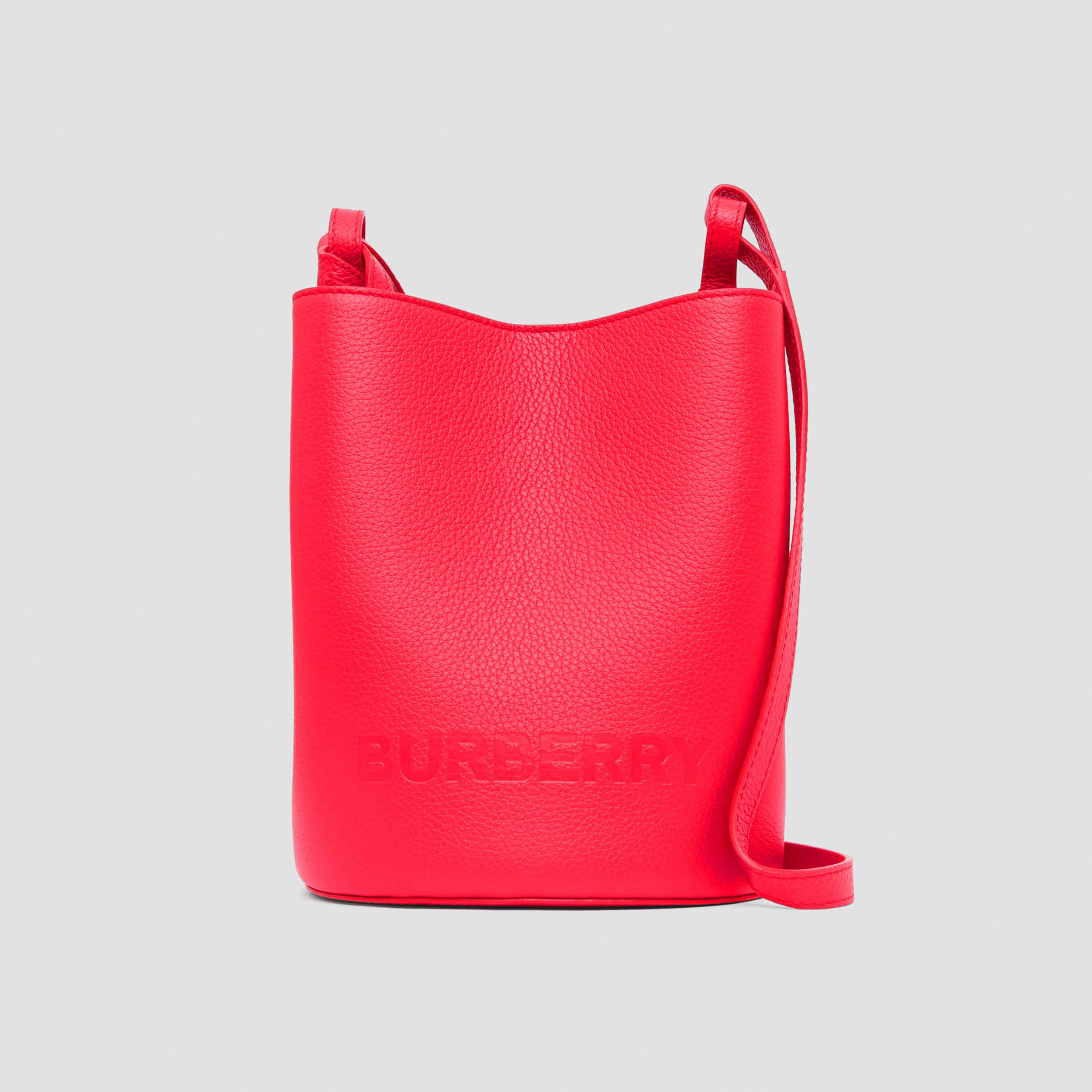 Embossed Logo Leather Bucket Bag in Red - Women | Burberry® Official - 1