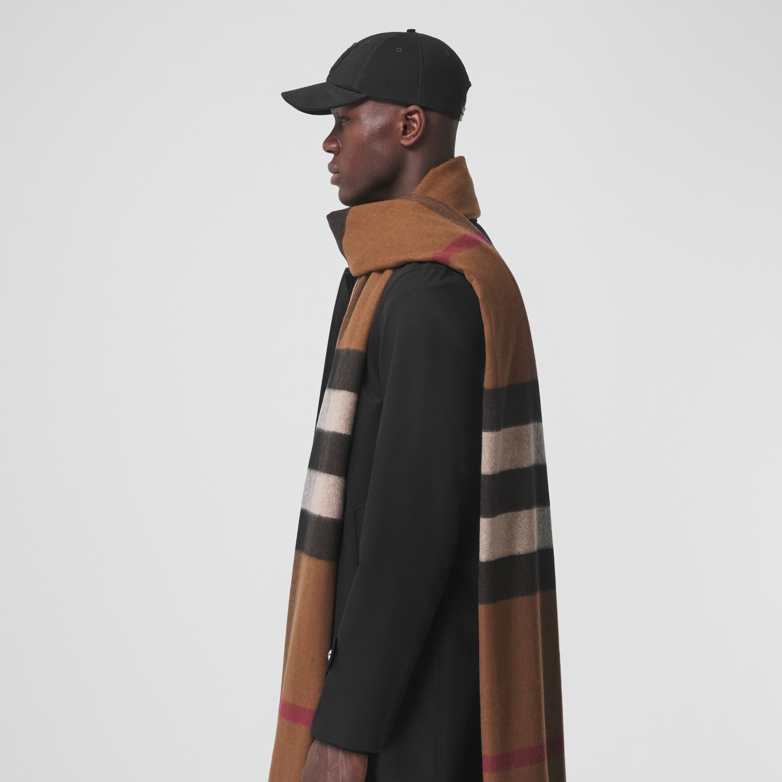 Check Cashmere Oversized Scarf in Birch Brown | Burberry® Official - 4