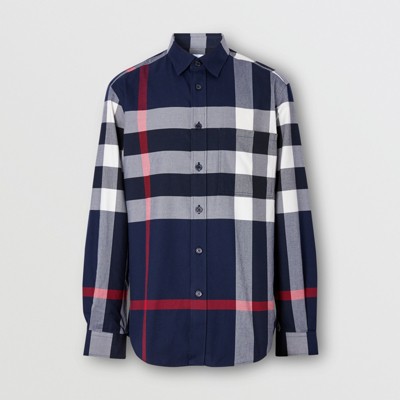 burberry blue button up