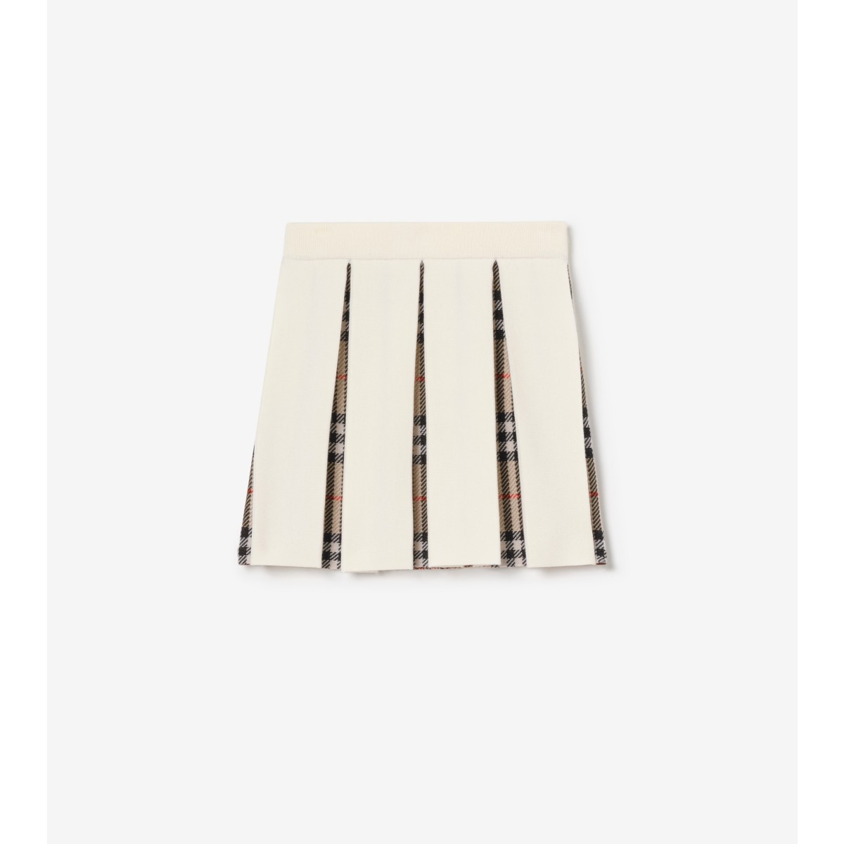  Check Pleated Wool Blend Skirt