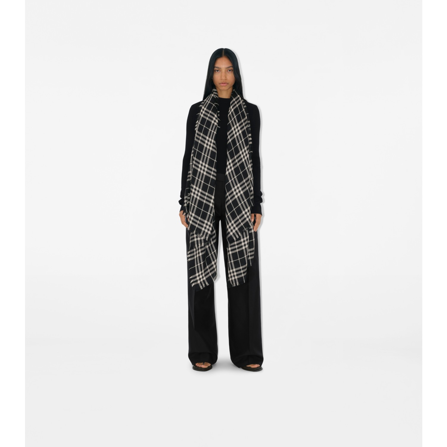 Sciarpa in cashmere e seta Check