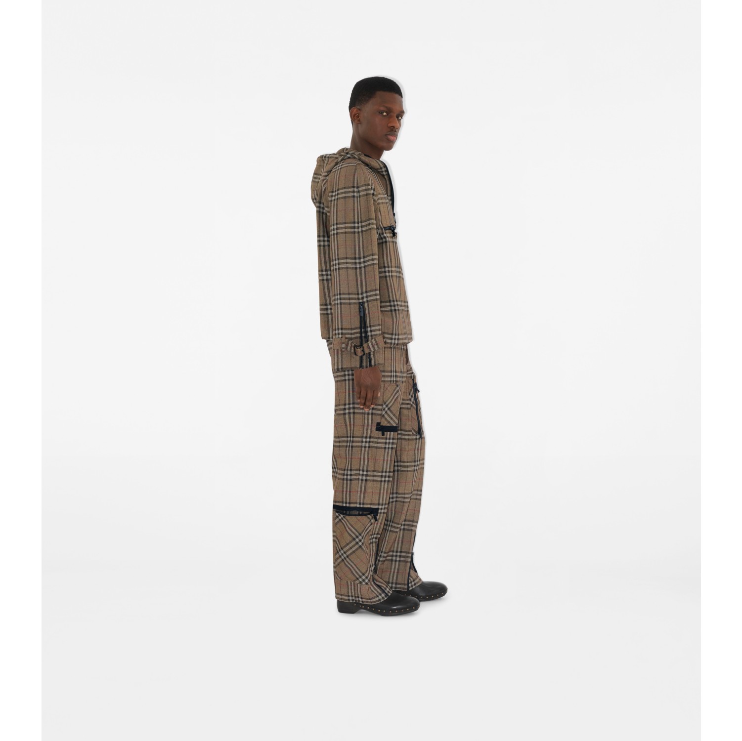 Check Silk Blend Cargo Trousers