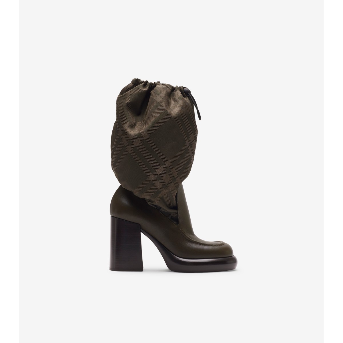 Burberry Leather And Nylon Blend Wedge Boots In Snug