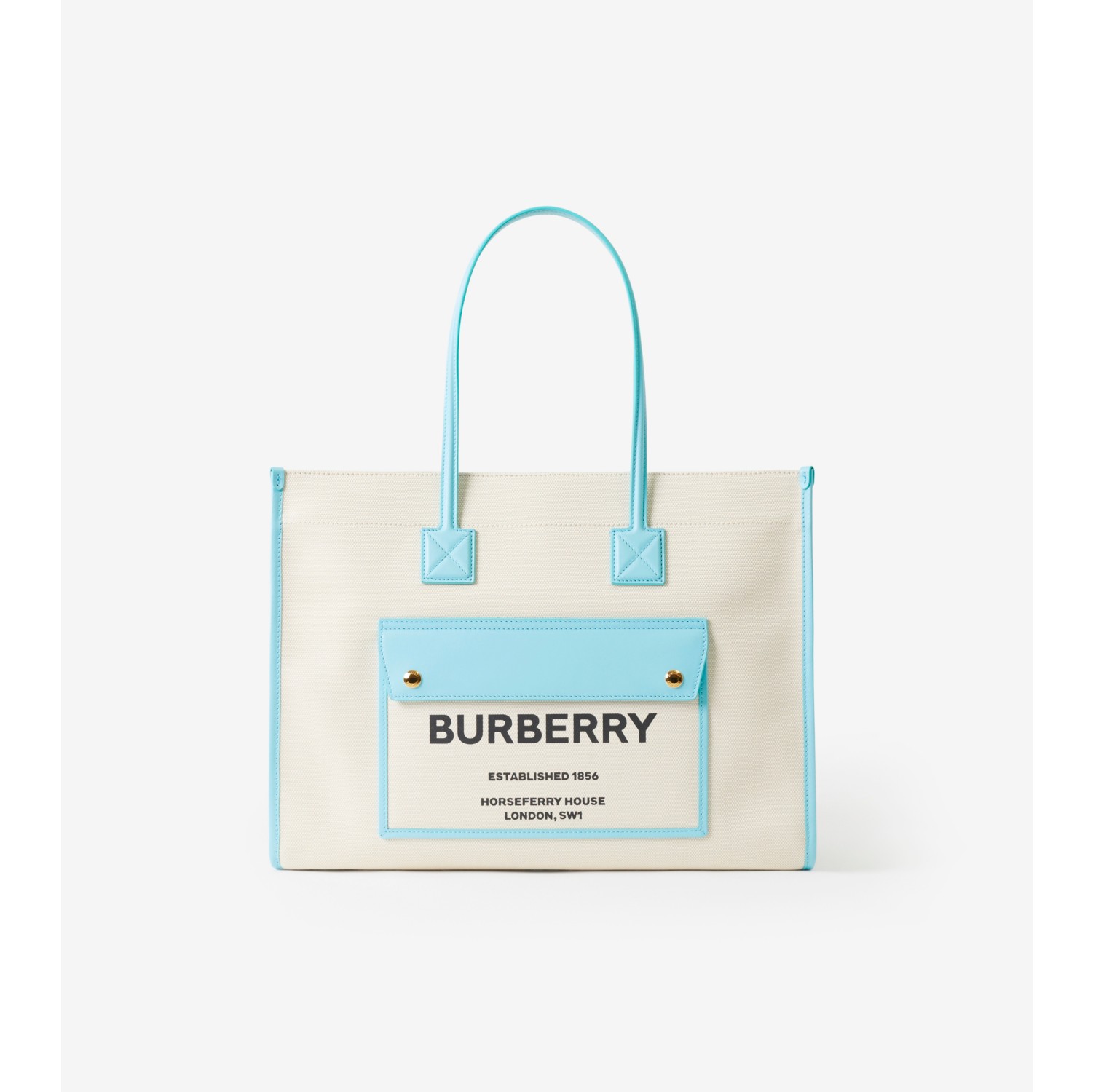 ミディアム フレヤトート (ナチュラル／クールスカイブルー) - ウィメンズ | Burberry®公式サイト