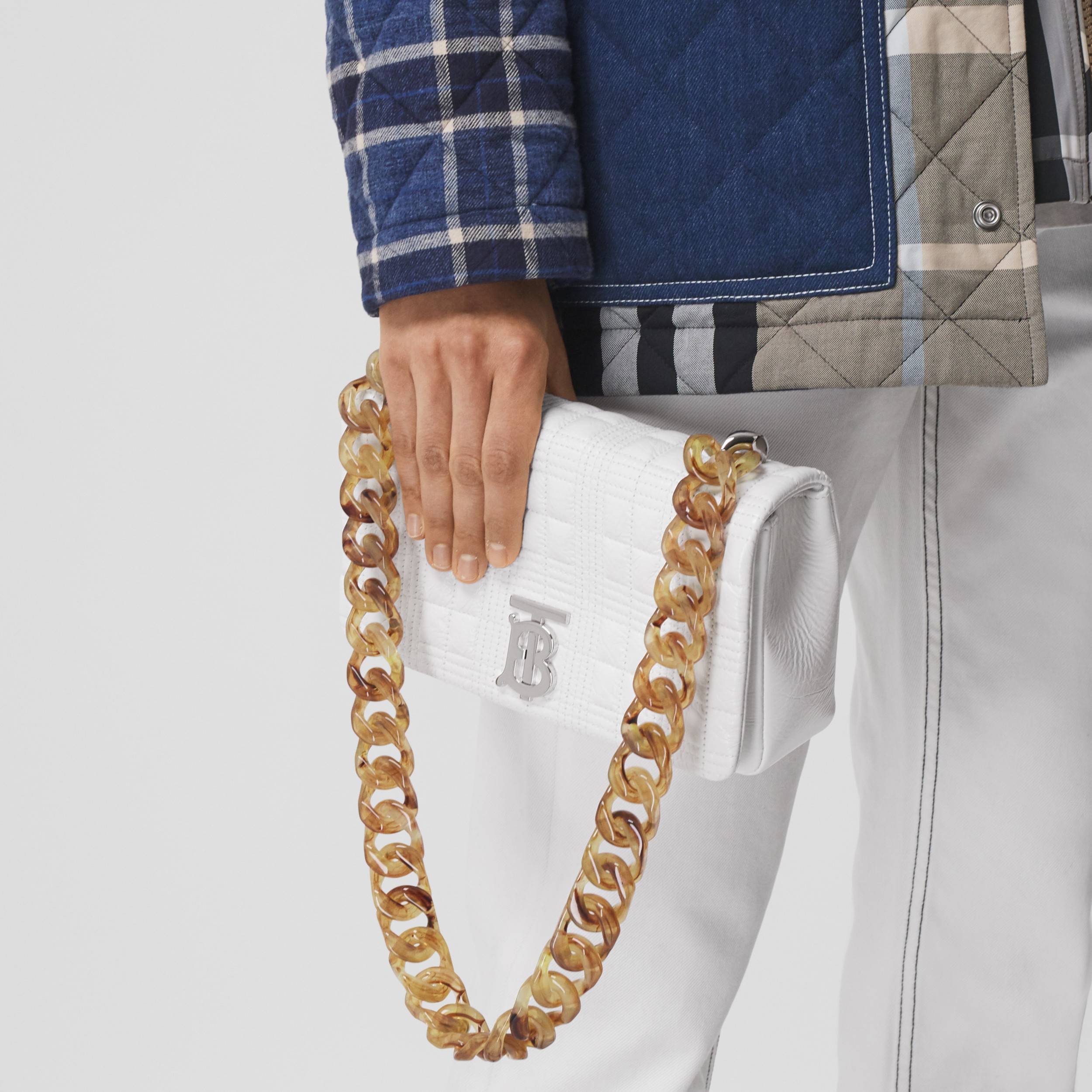 Small Quilted Lambskin Lola Bag in Optic White Women Burberry