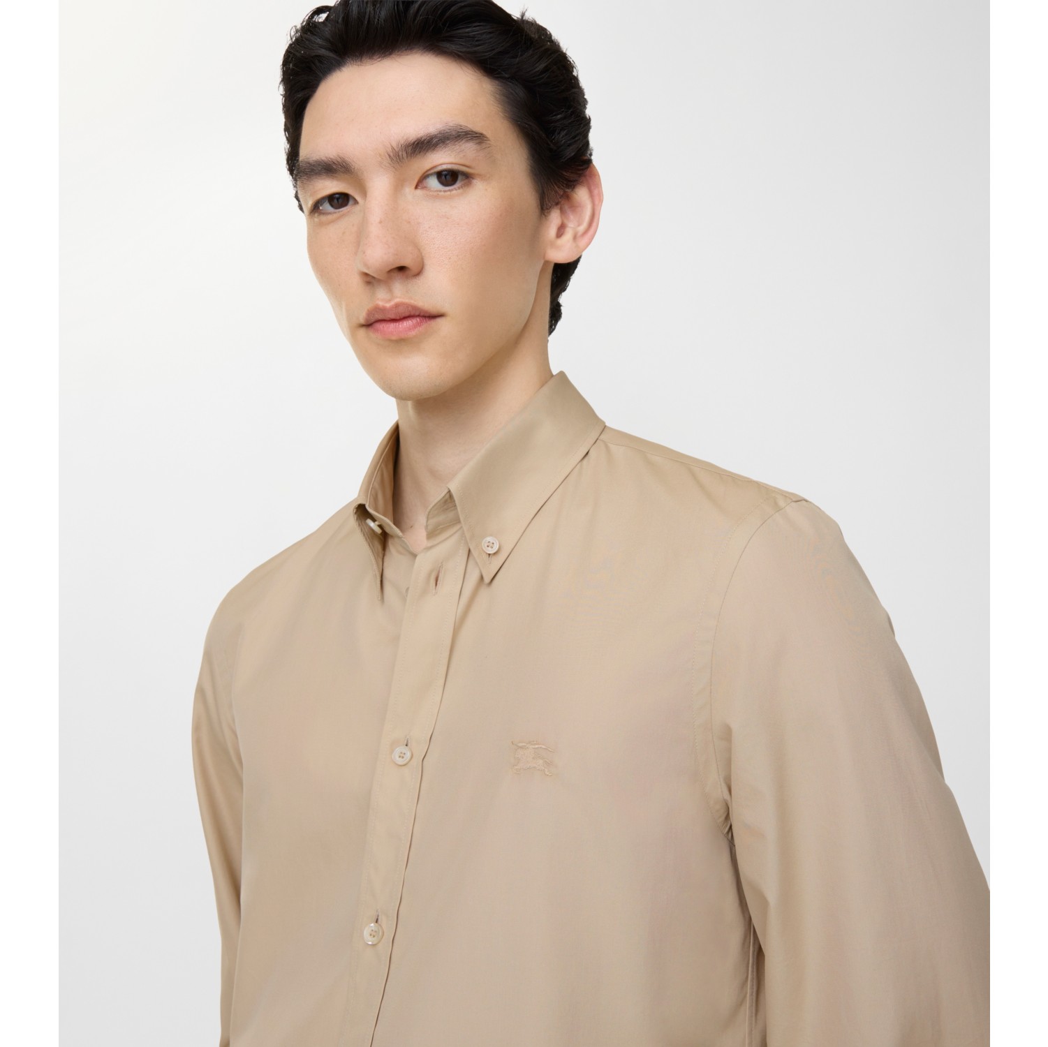 Slim Fit Cotton Shirt in Oatmeal beige - Men | Burberry® Official