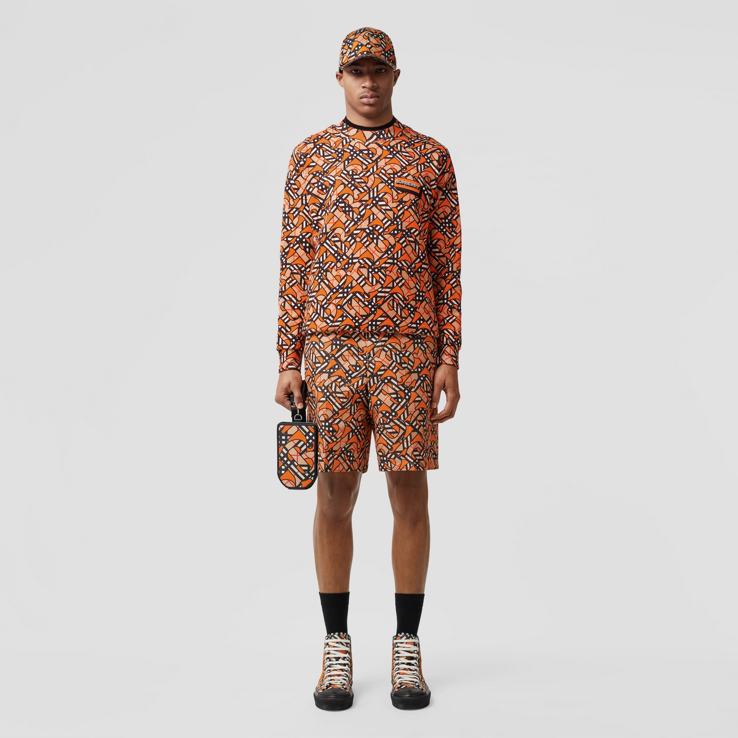 Baumwollsweatshirt mit Monogrammmuster (Leuchtendes Orange) - Herren | Burberry® - 1