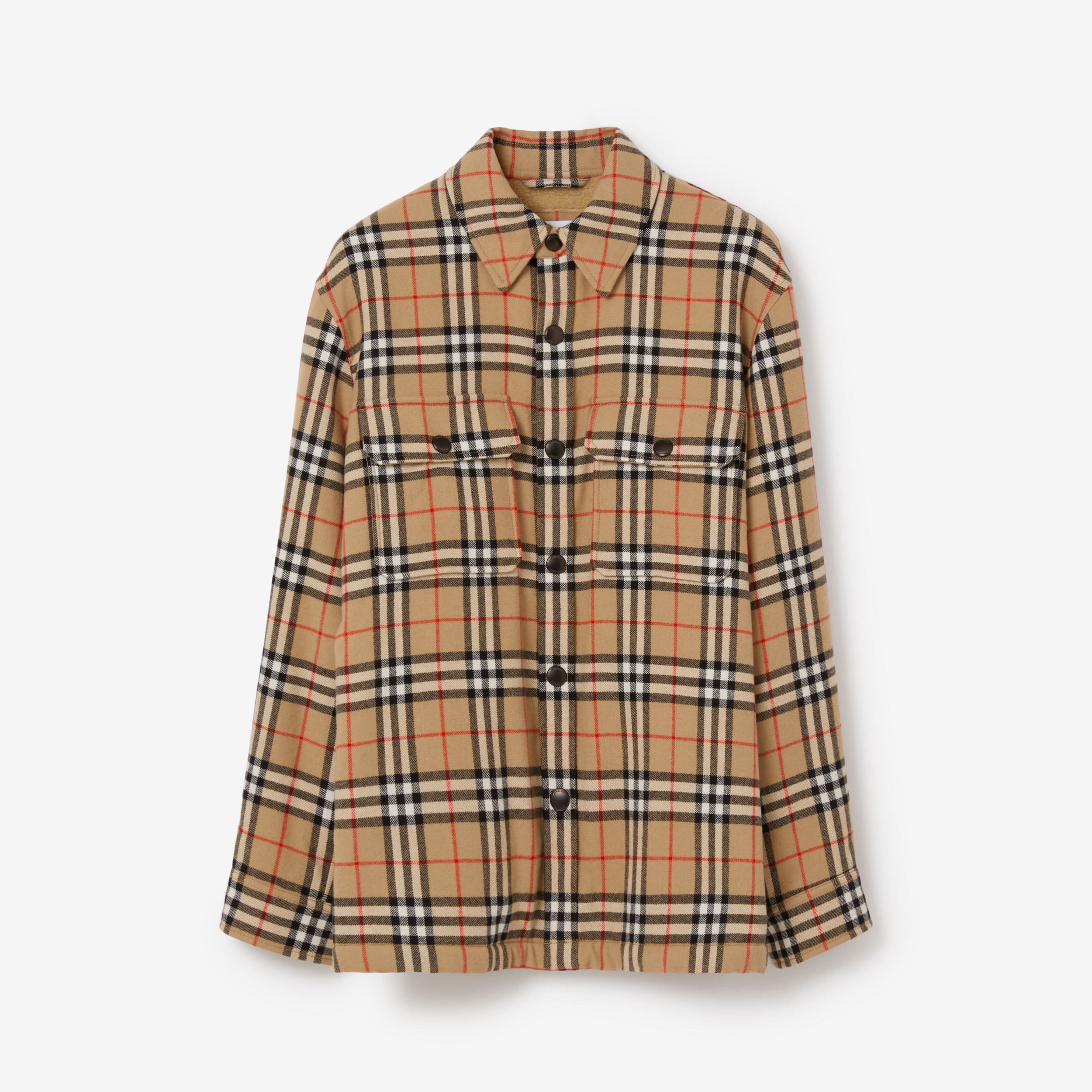 Camisa overshirt de algodão e lã com estampa Vintage Check (Bege Clássico) - Homens | Burberry® oficial - 1