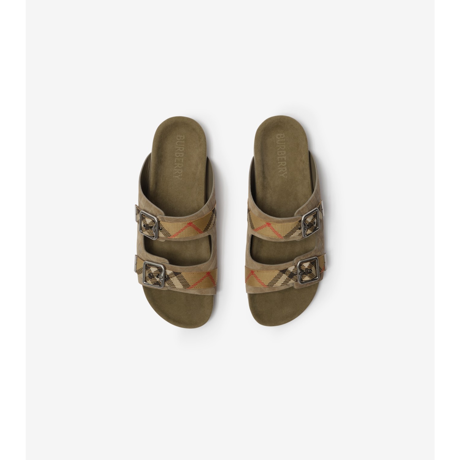 Check Suede Urchin Sandals in Sparrow beige - Men | Burberry® Official