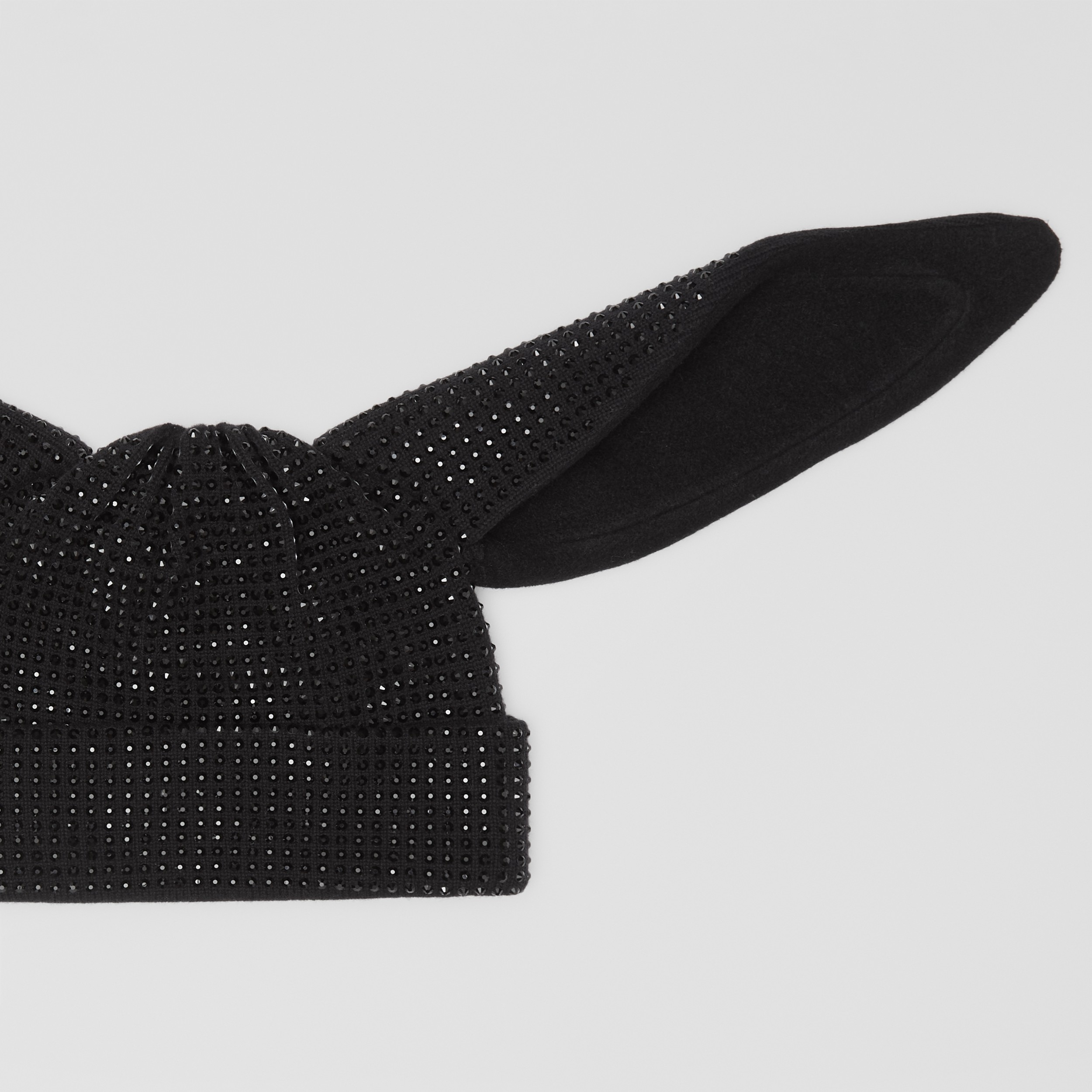 Rabbit Detail Crystal-embellished Wool Beanie in Black | Burberry® Official - 2