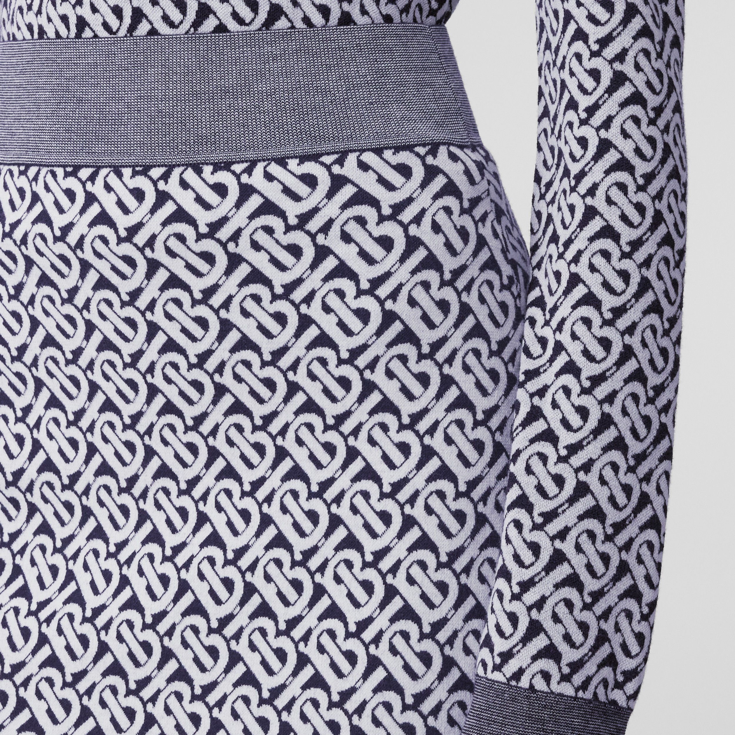 Monogram Wool Blend Jacquard Mini Skirt in Dark Charcoal Blue - Women | Burberry® Official - 2