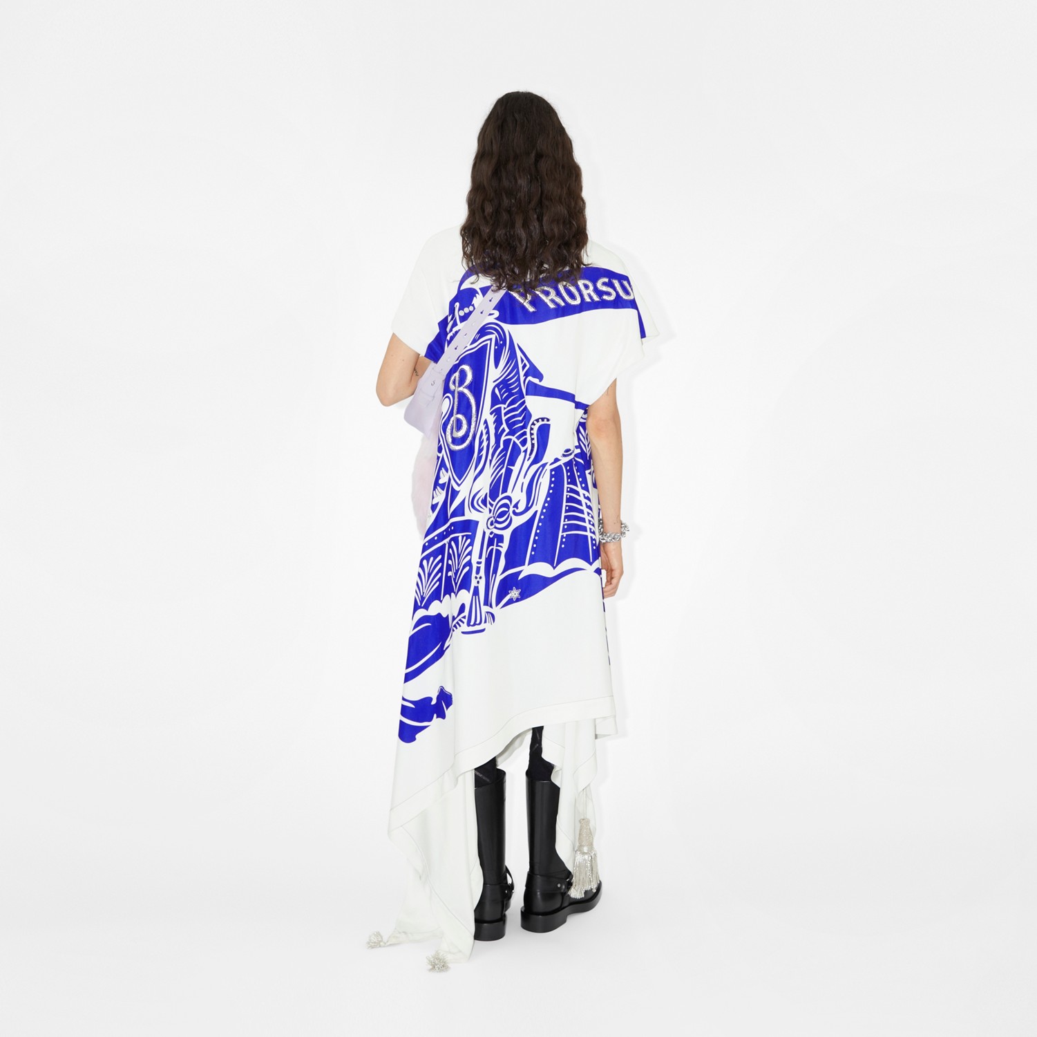 Vestido estilo bandera en viscosa con EKD (Blanco) - Mujer | Burberry® oficial