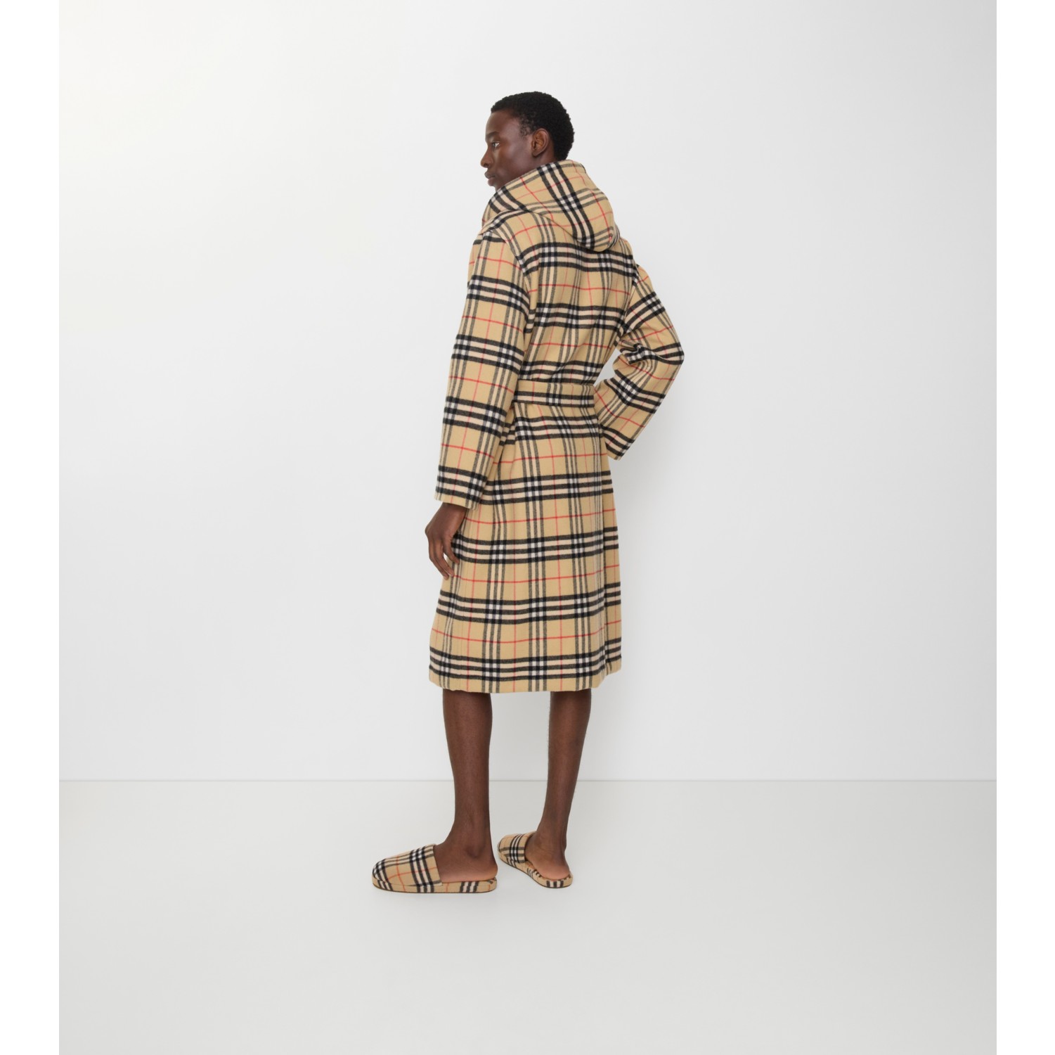 チェック ウールカシミアローブ (サンドベージュ) | Burberry®公式サイト