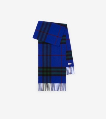BURBERRY｜SCARVES (Checked Cashmere Scarf (8076582)) Burberry Navy Giant Check Cashmere Scarf 8076582