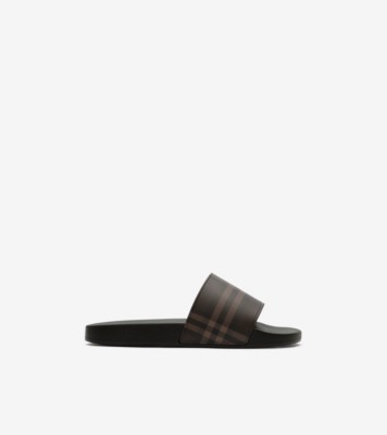 Check Slides in Dark brown - Men | Burberry® Official