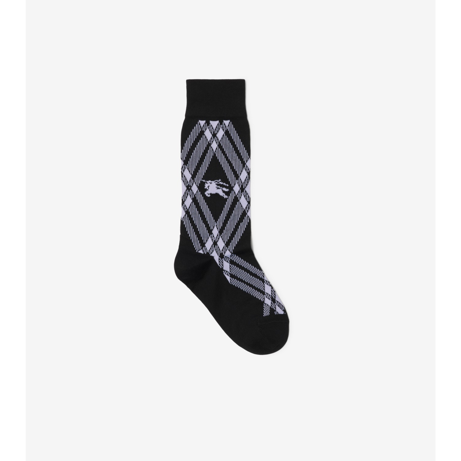 Check Cotton Blend Socks in Black white Burberry Official