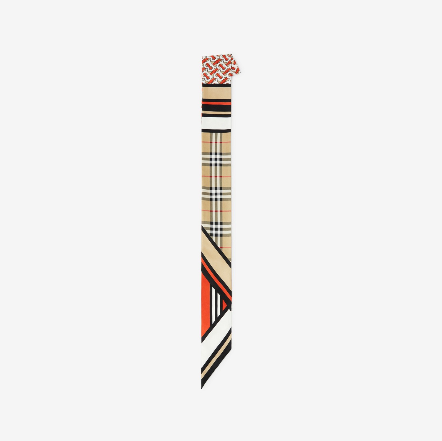 Skinny Montage Silk Scarf in Vermilion | Burberry® Official