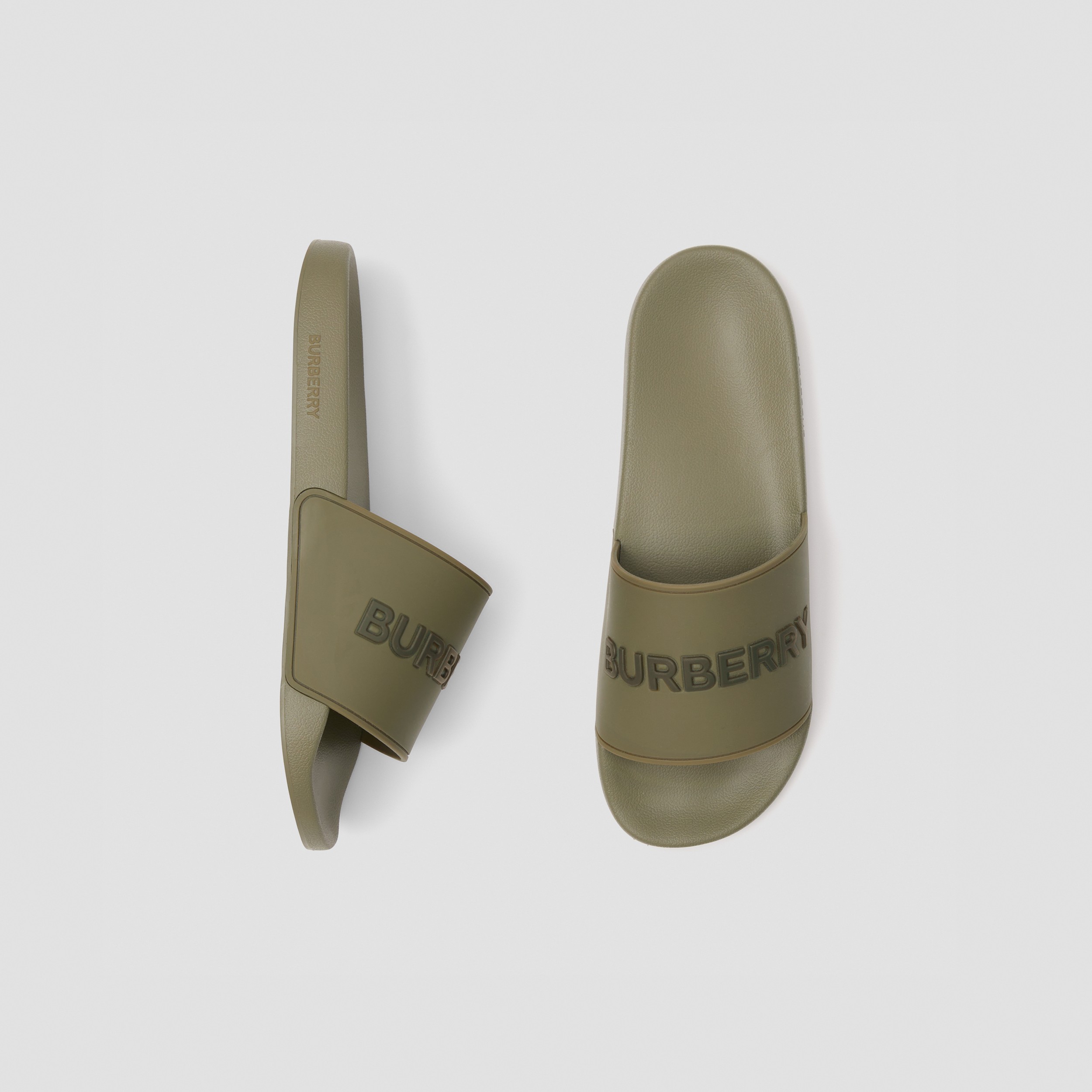 Claquettes bicolores à logo (Vert Fougère Sombre) - Homme | Site officiel Burberry® - 1
