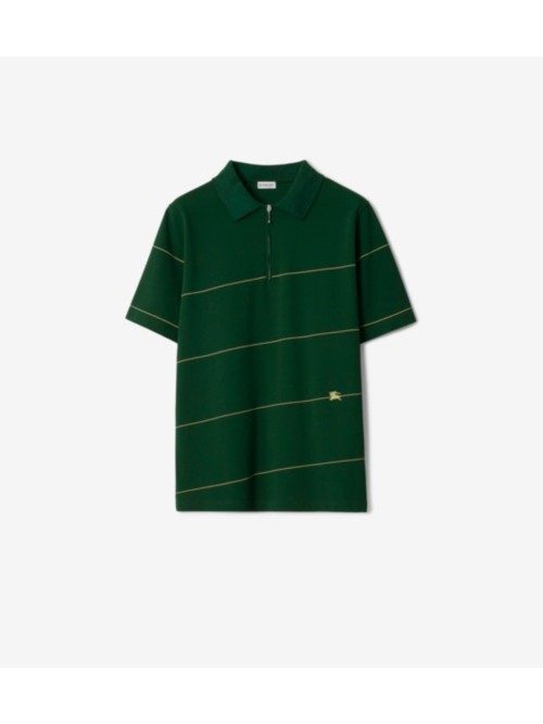 Shop Burberry Striped Cotton Polo Shirt In Ivy