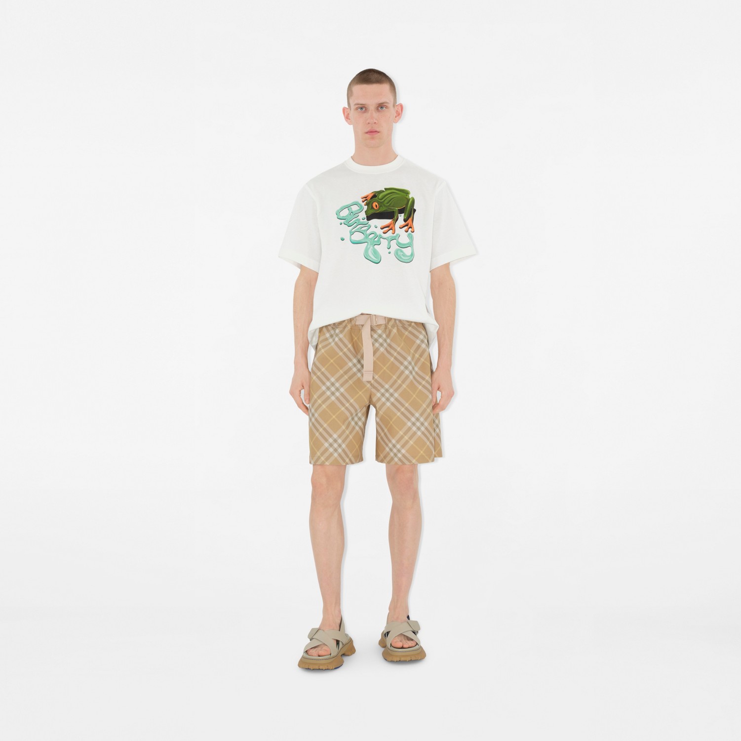チェック ショートパンツ (フラックス) - メンズ | Burberry チェック ショートパンツ (フラックス) - メンズ | Burberry